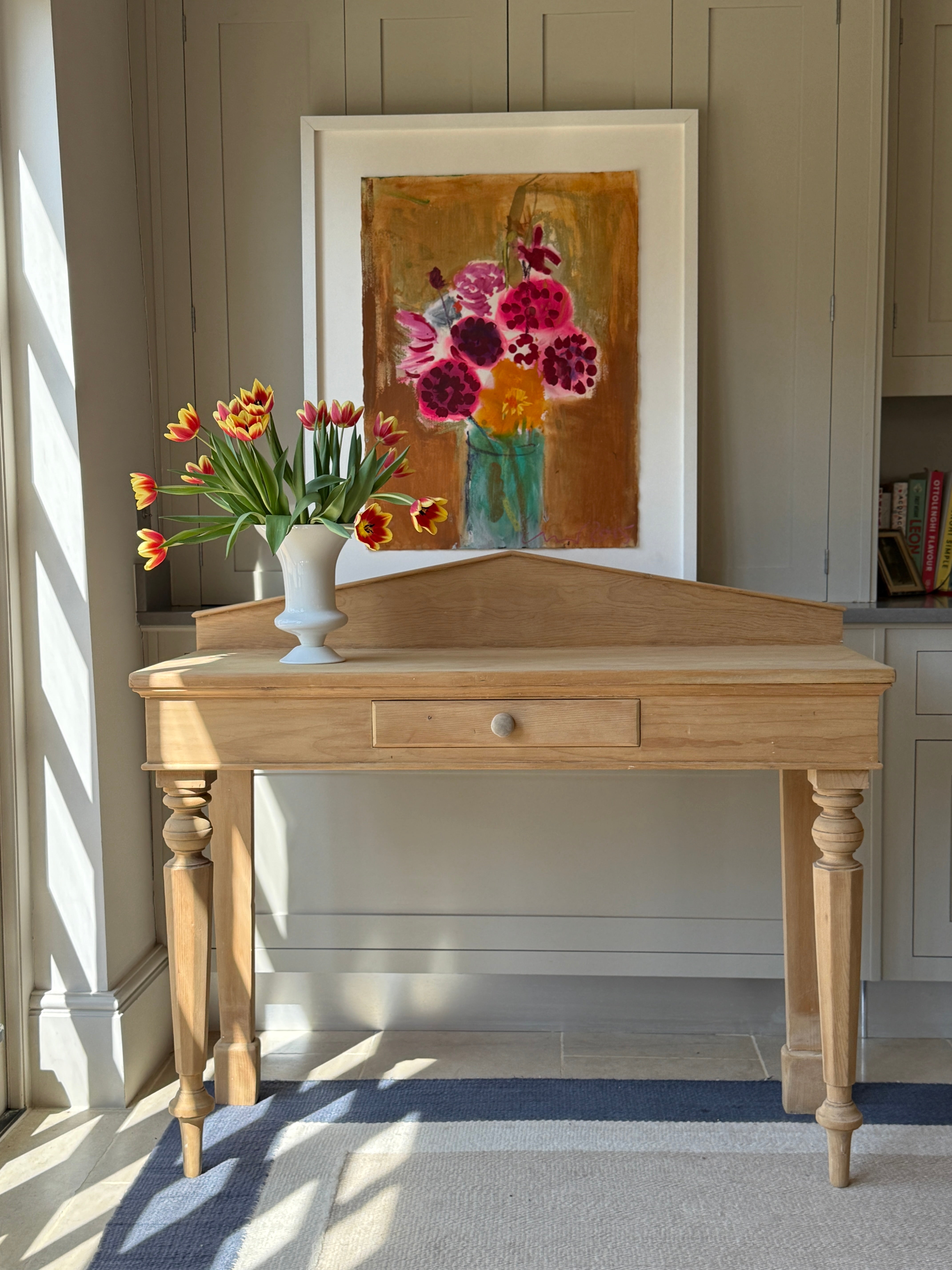 Large Pine Console with Pediment