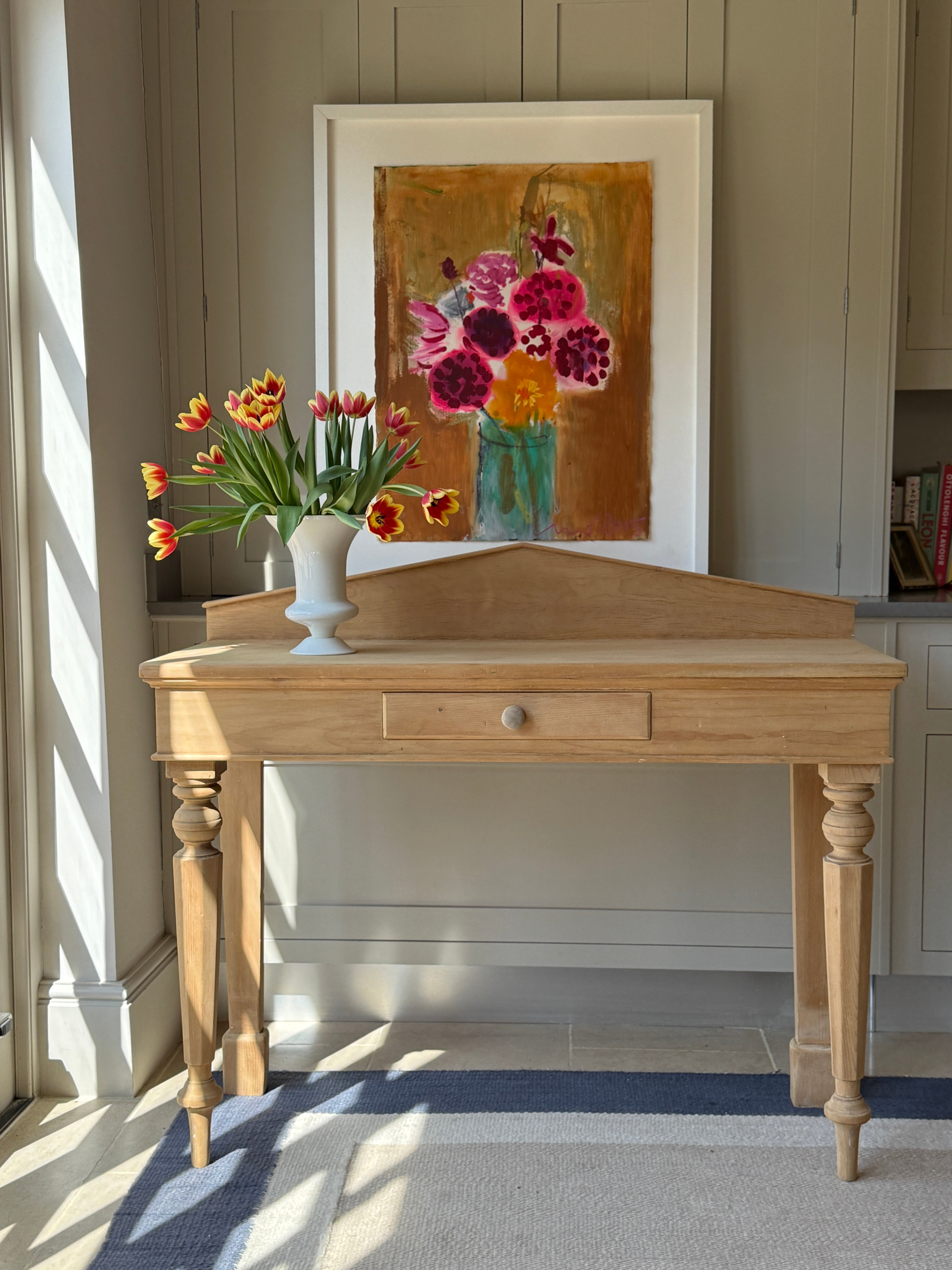 Large Pine Console with Pediment
