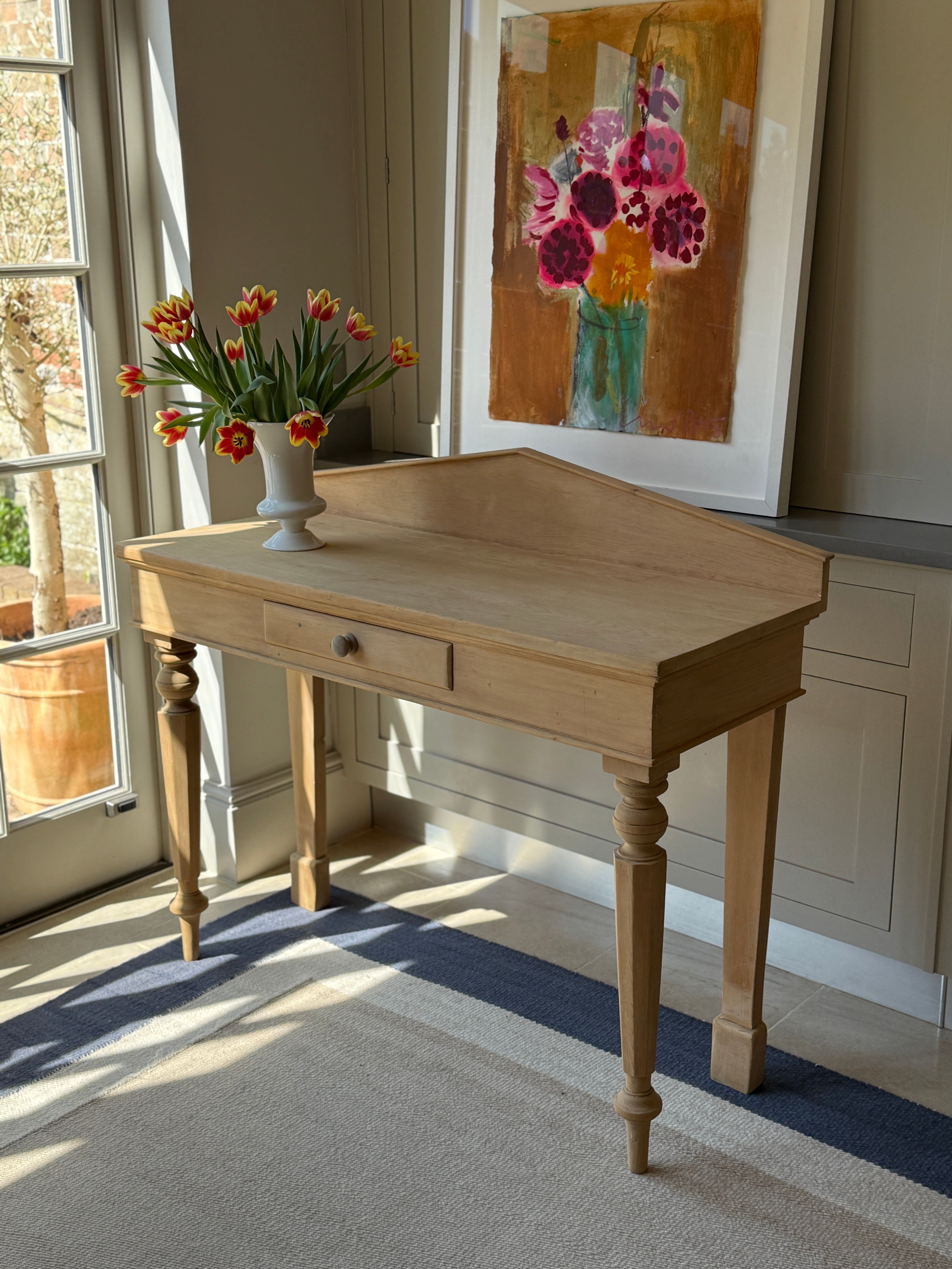 Large Pine Console with Pediment