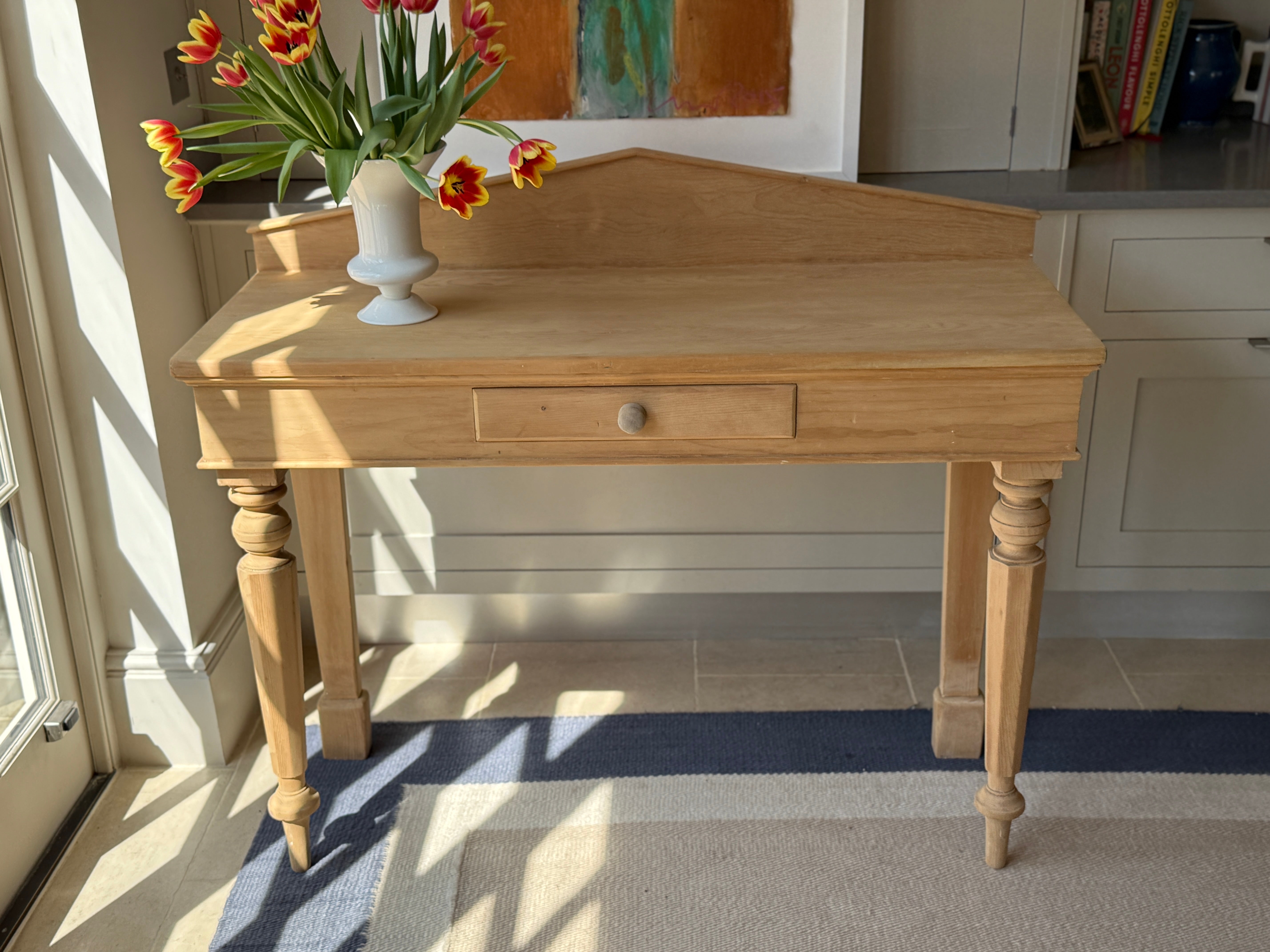 Large Pine Console with Pediment