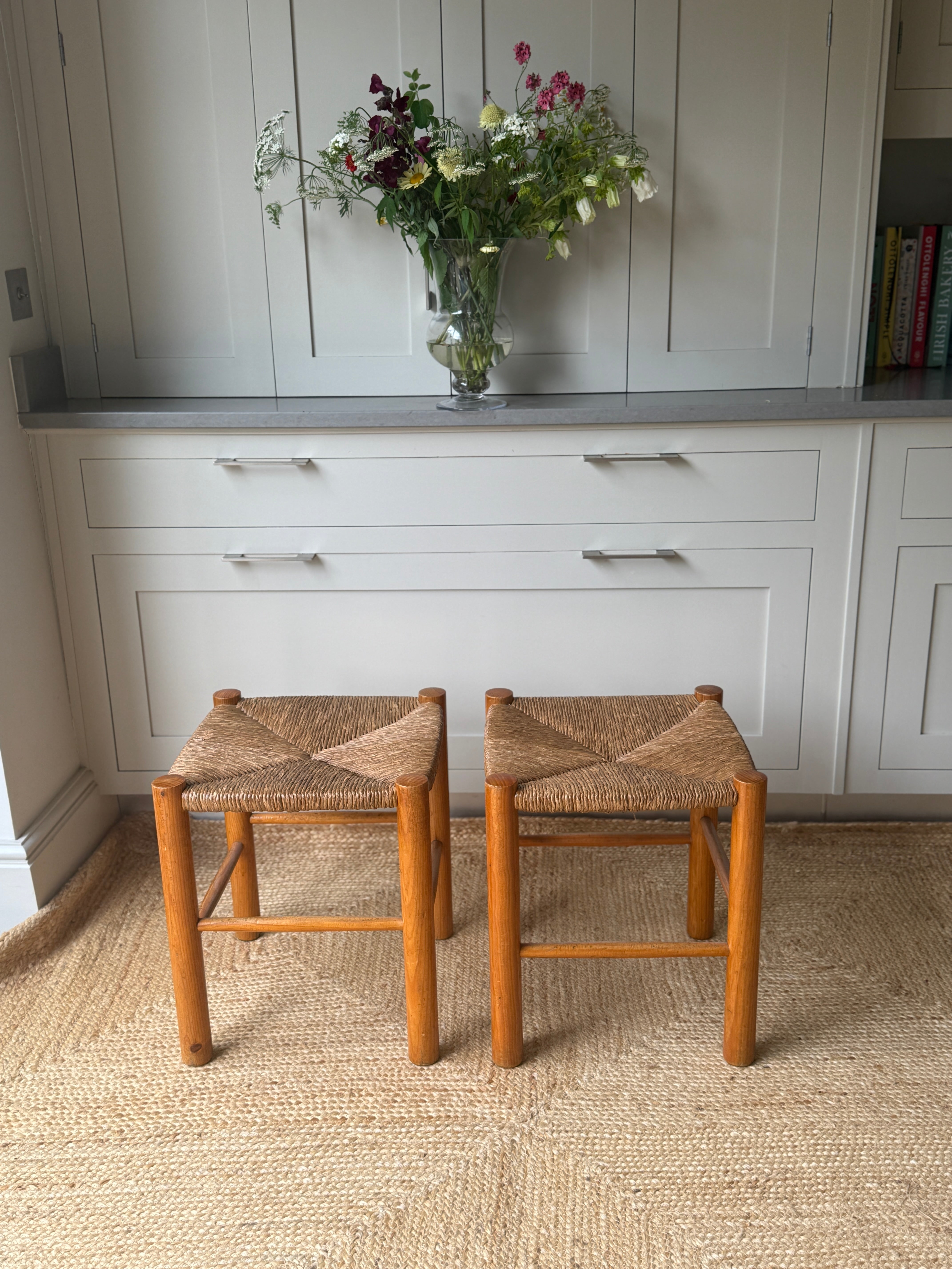 Pair of Mid Century Danish Rush Stools