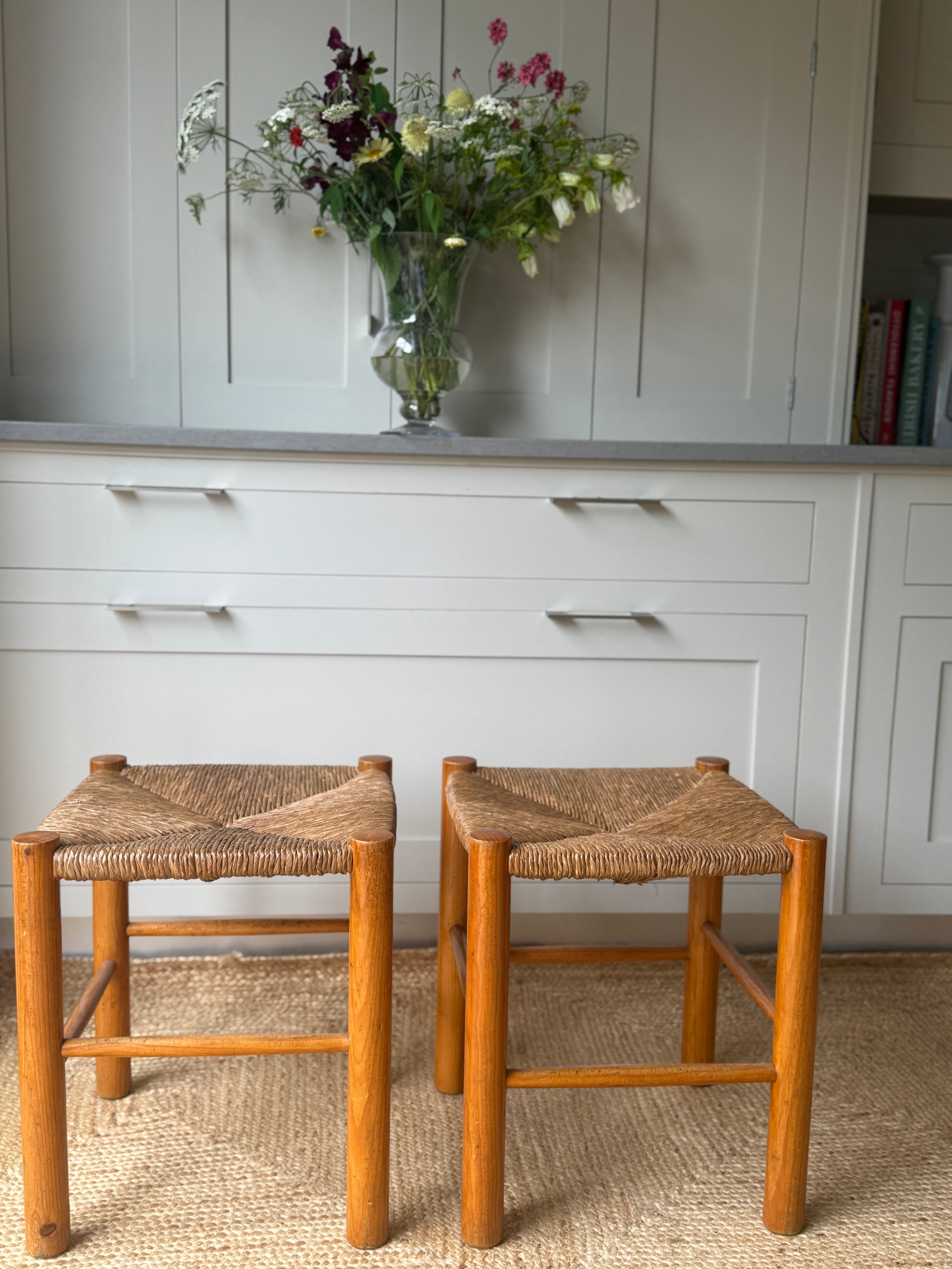 Pair of Mid Century Danish Rush Stools