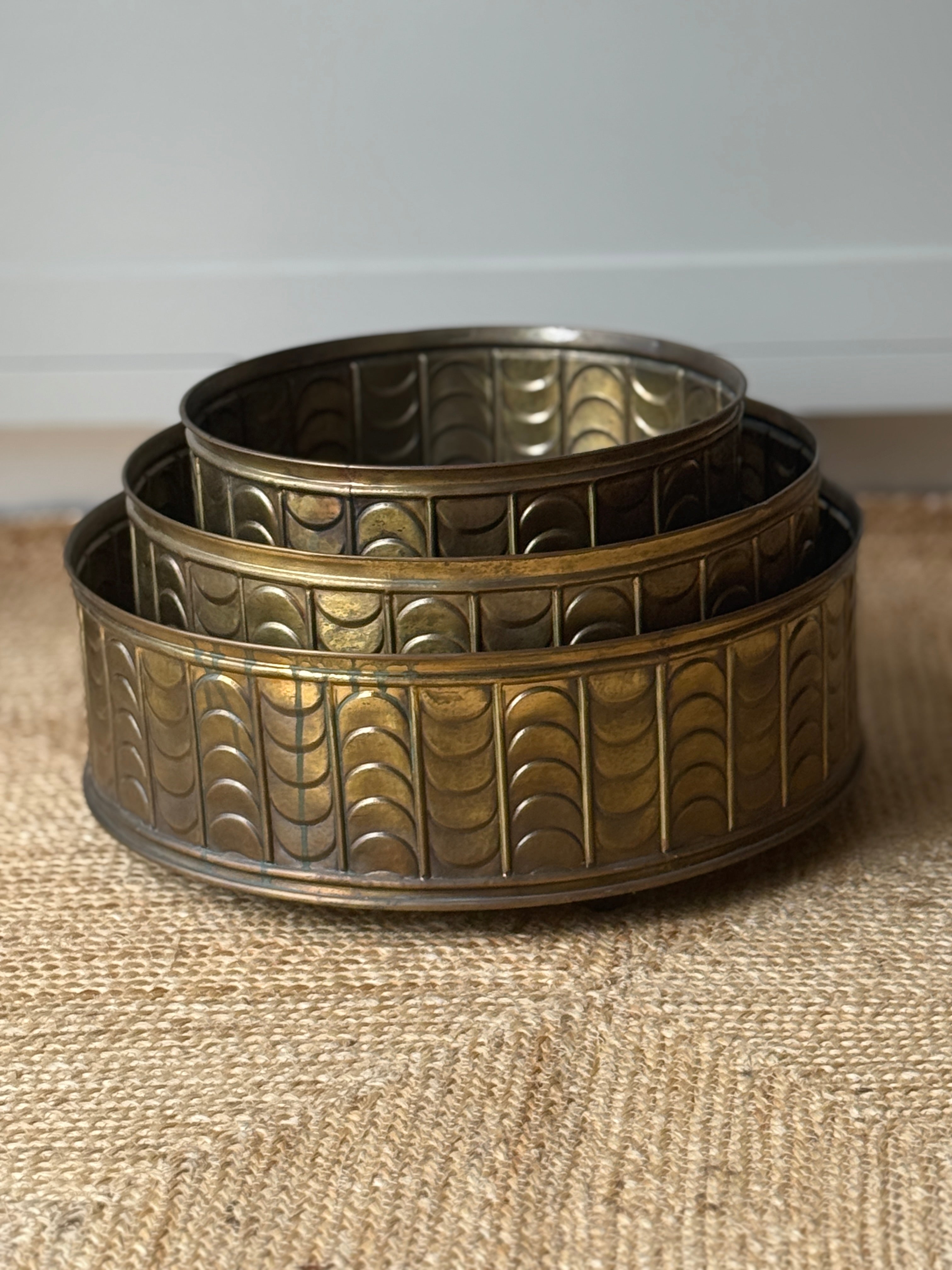 Set of 3 Brass Planters