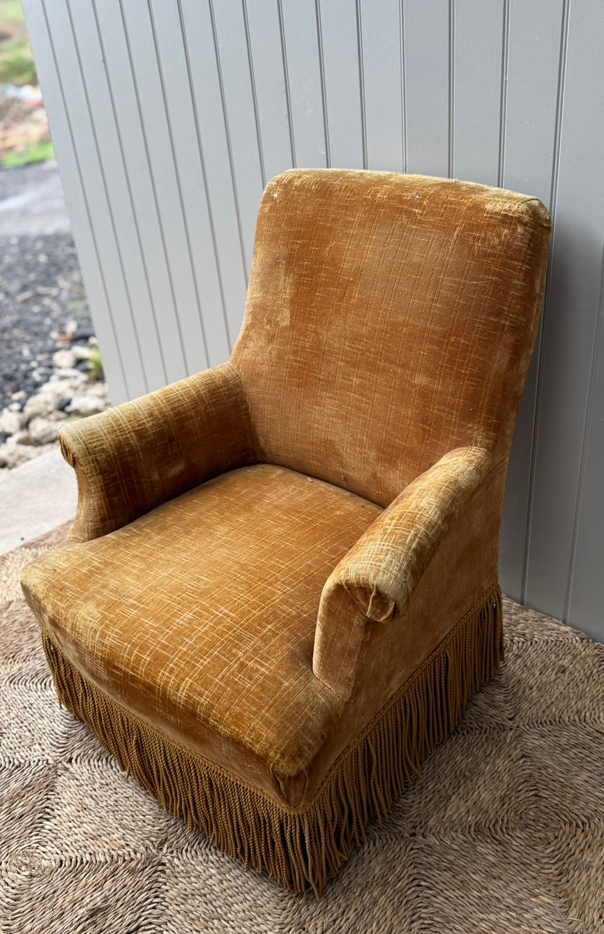 Single Square Back in Mustard Yellow Velvet
