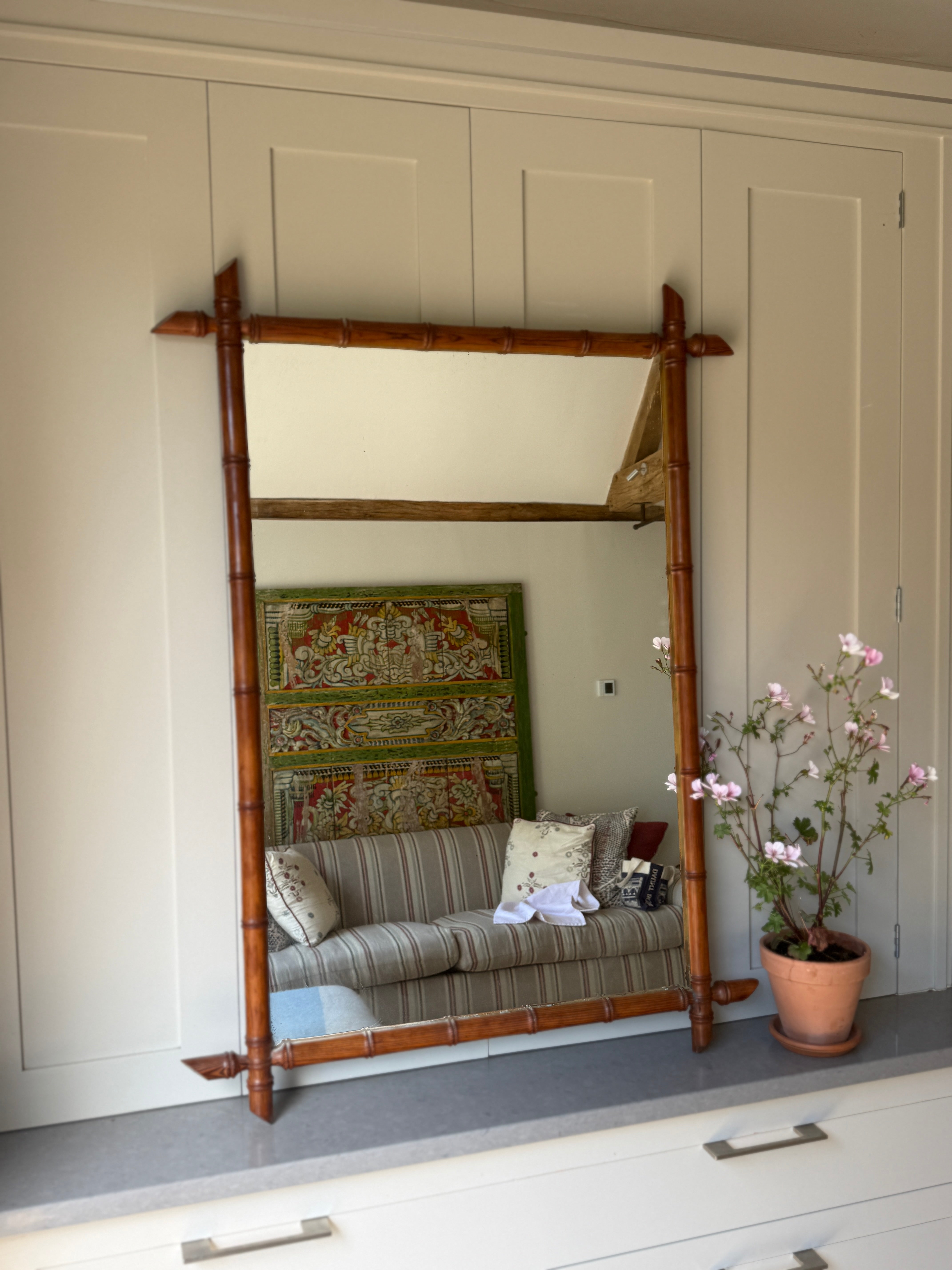 Extra Large French Faux Bamboo Mirror (108cm by 79cm)