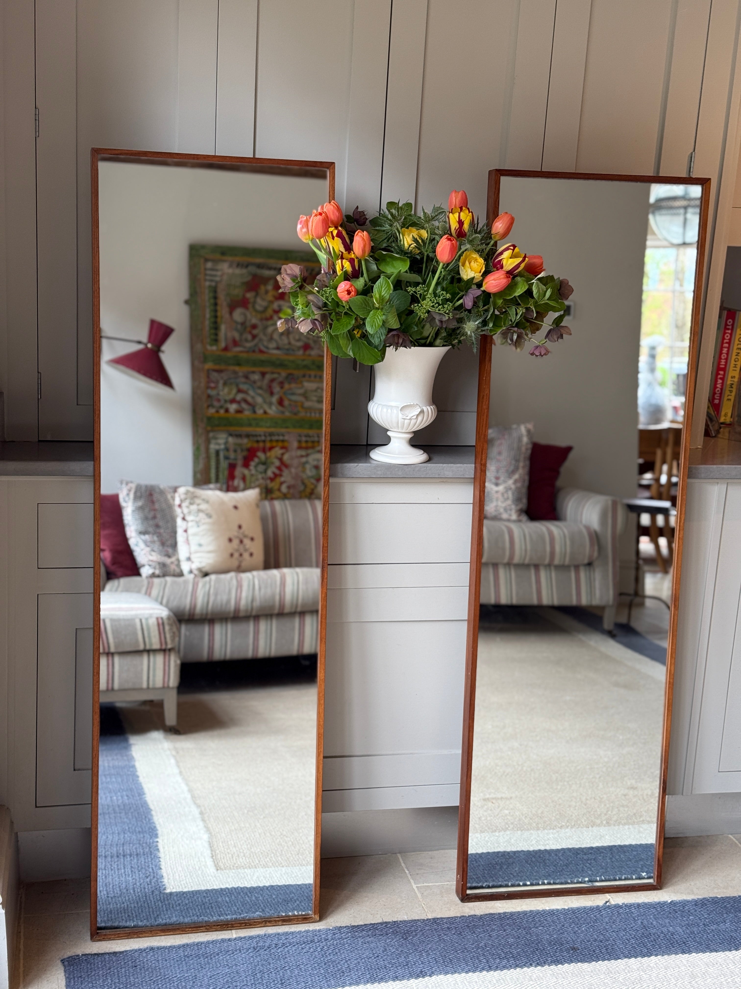 Pair of Mid Century Teak Mirrors