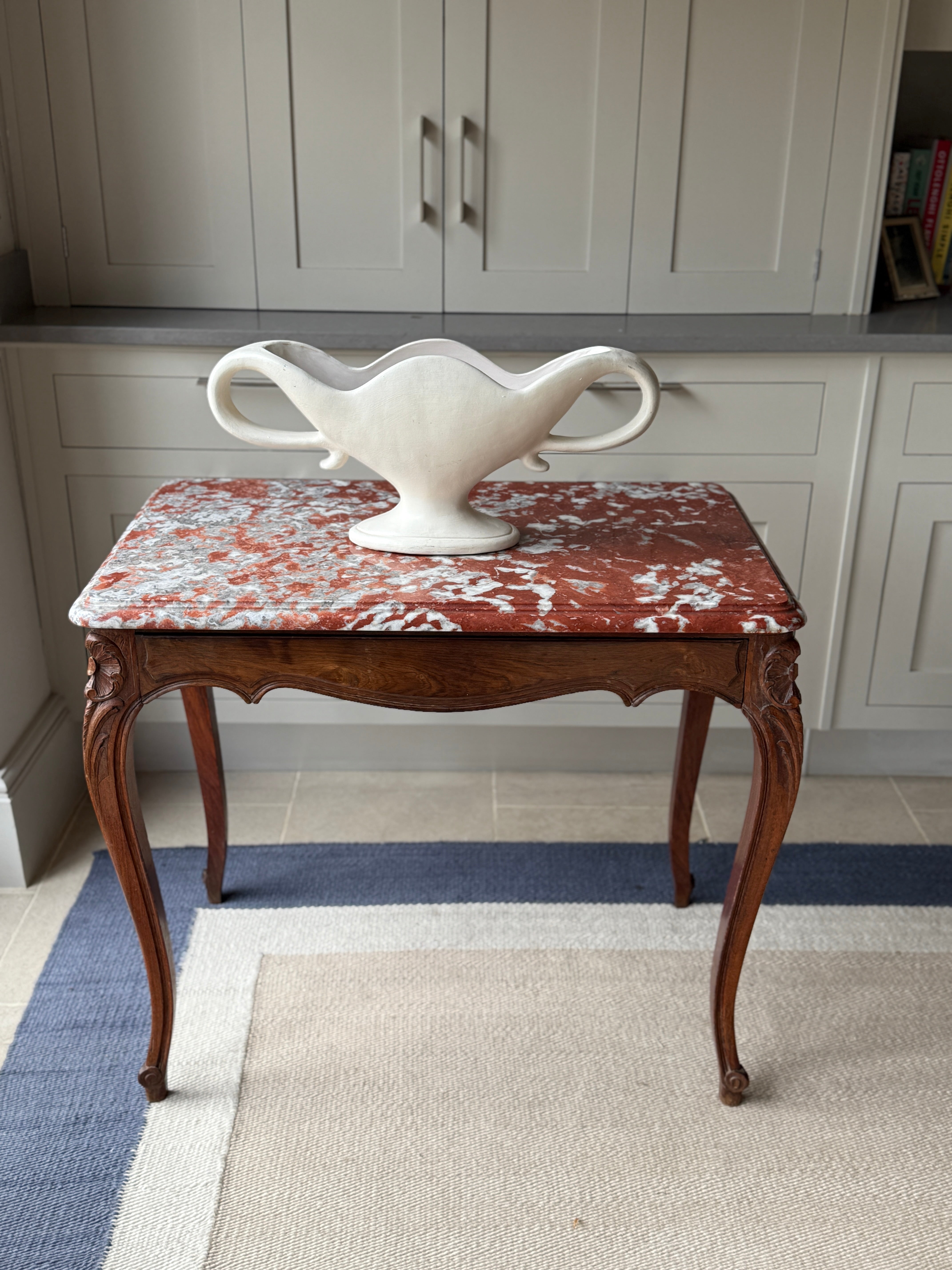 Louis XV Walnut Console with Rouge Languedoc Marble top