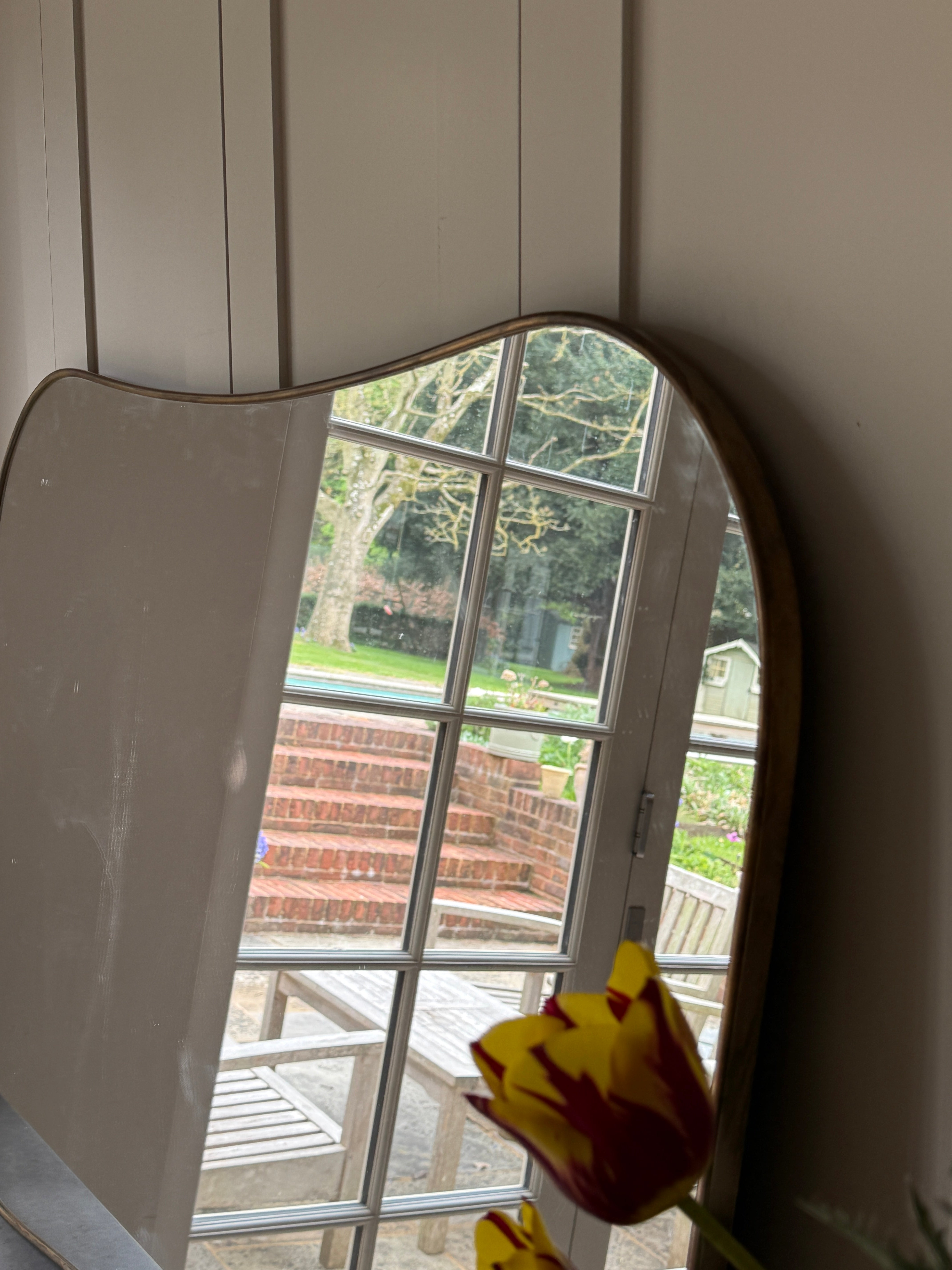 1950s Brass Italian Overmantel Shield Mirror