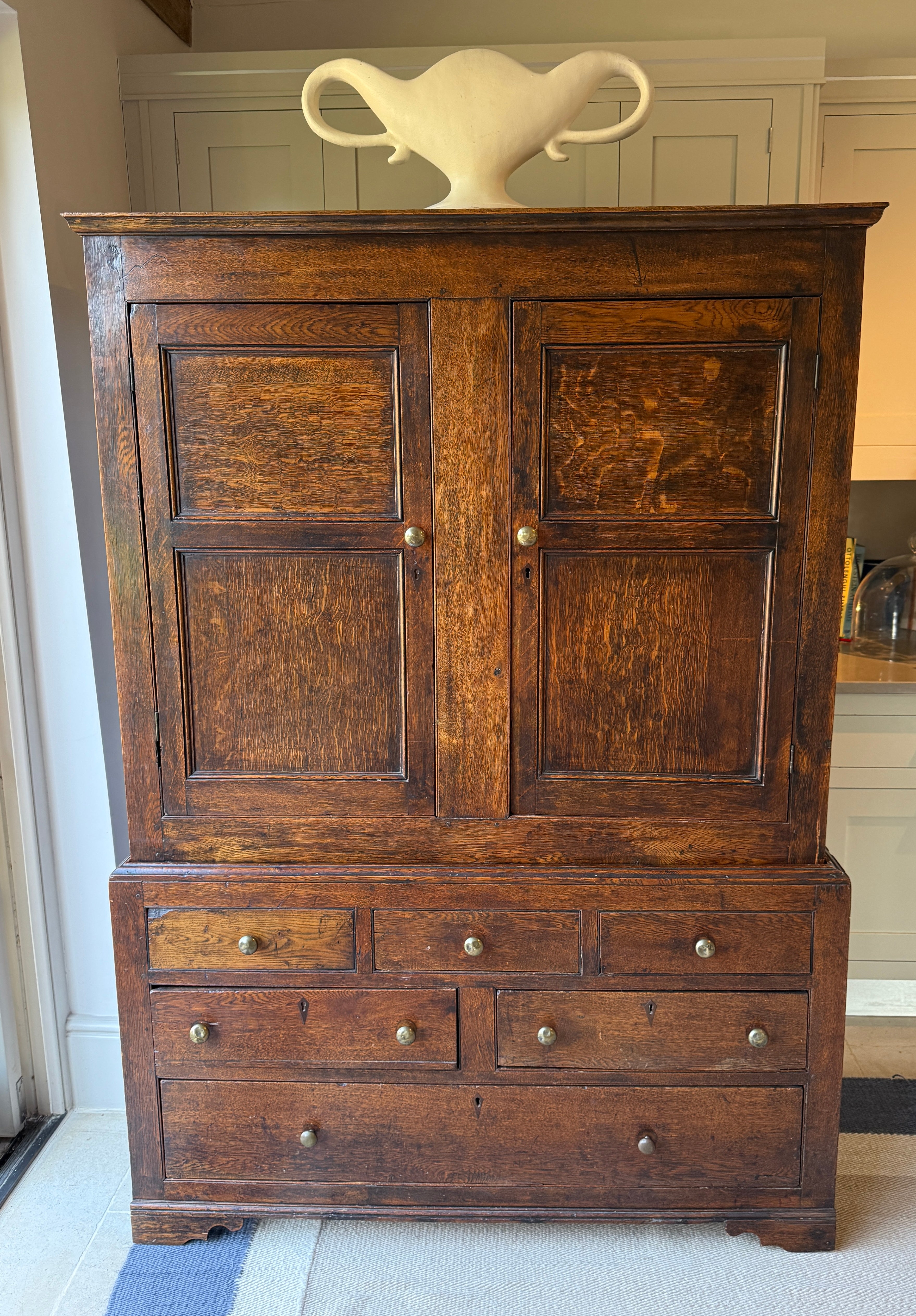 Early 19th Century English Oak Cupboard on Chest