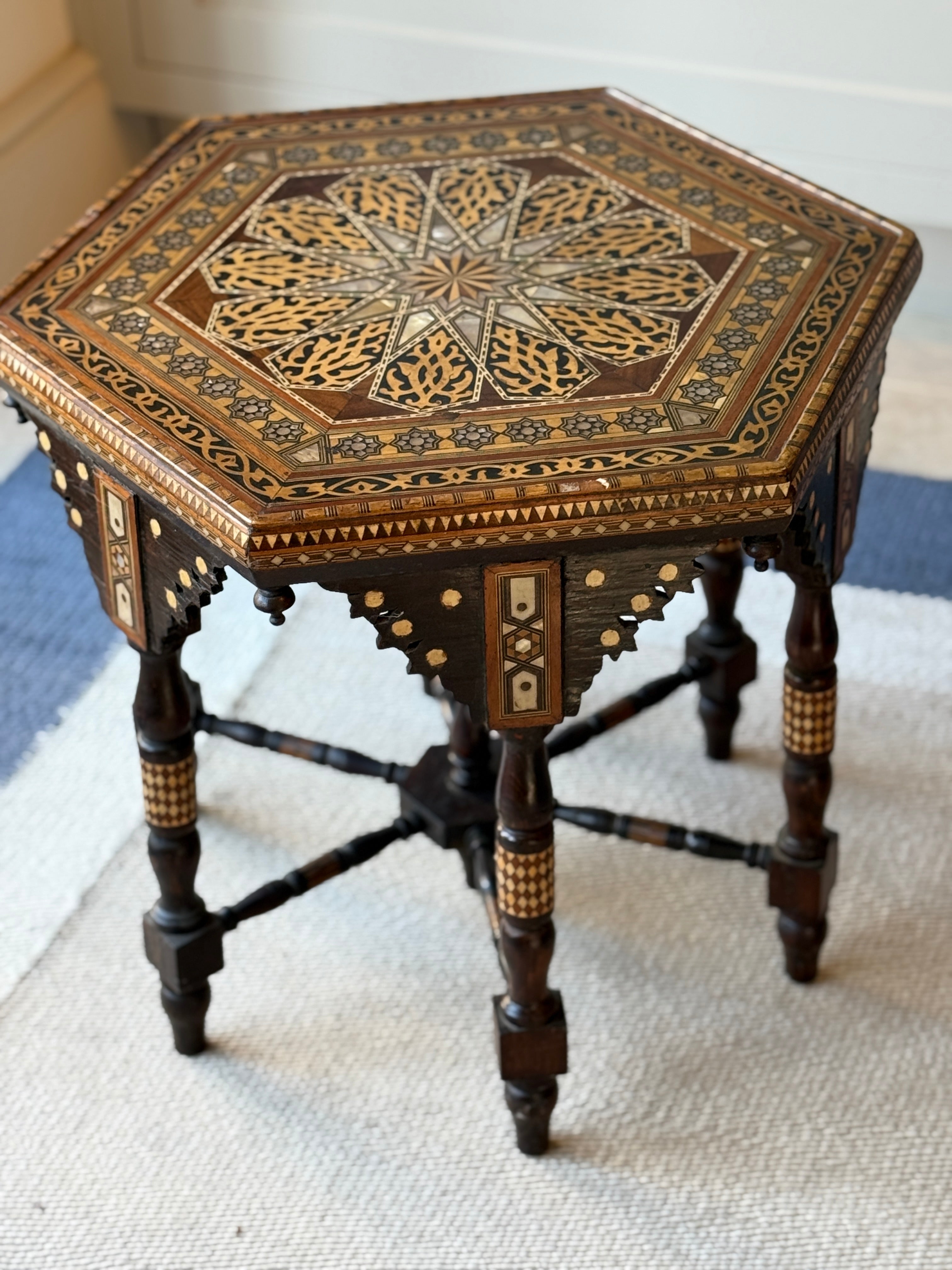 1920s Moroccan Hexagonal Table