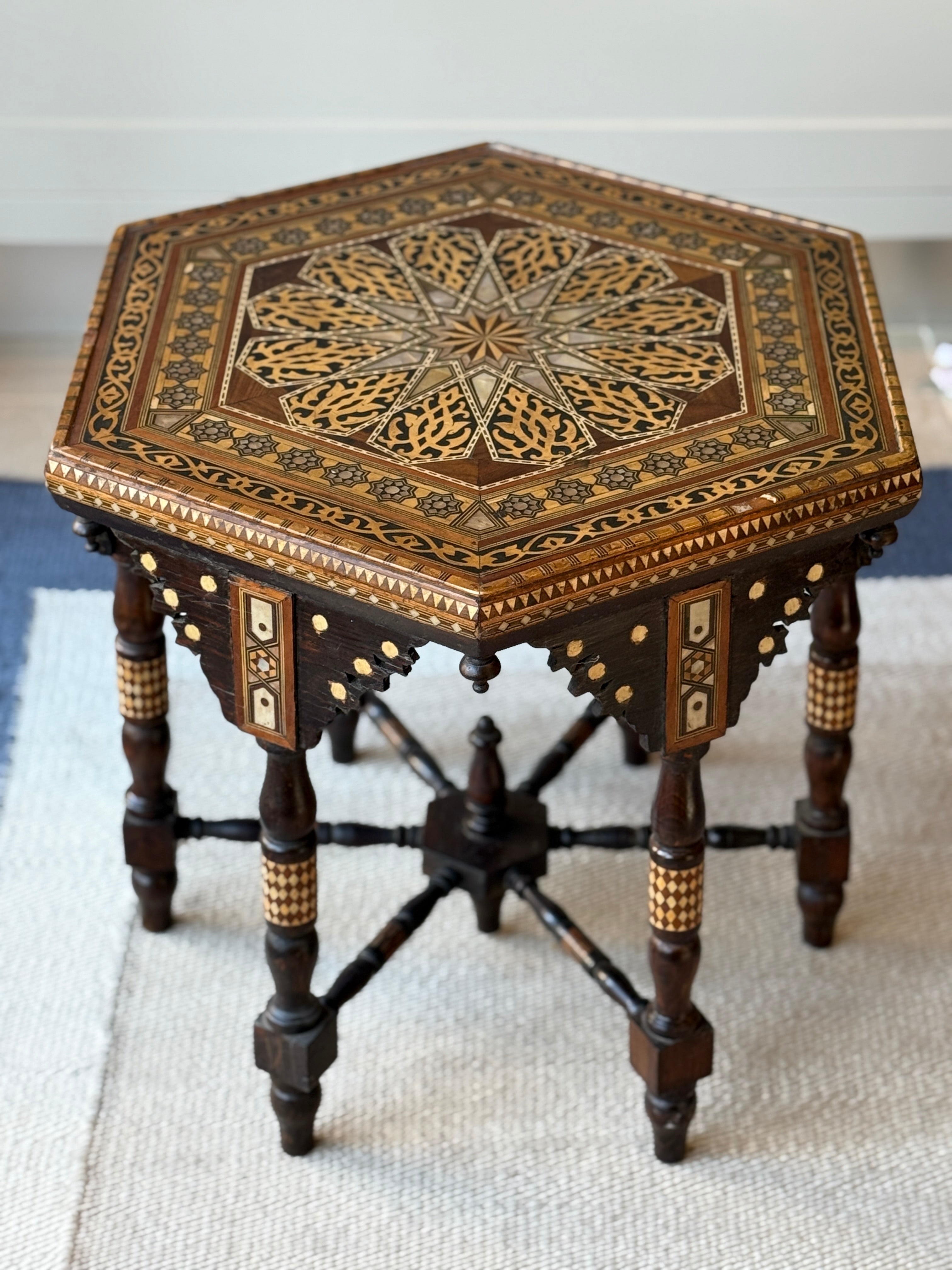 1920s Moroccan Hexagonal Table