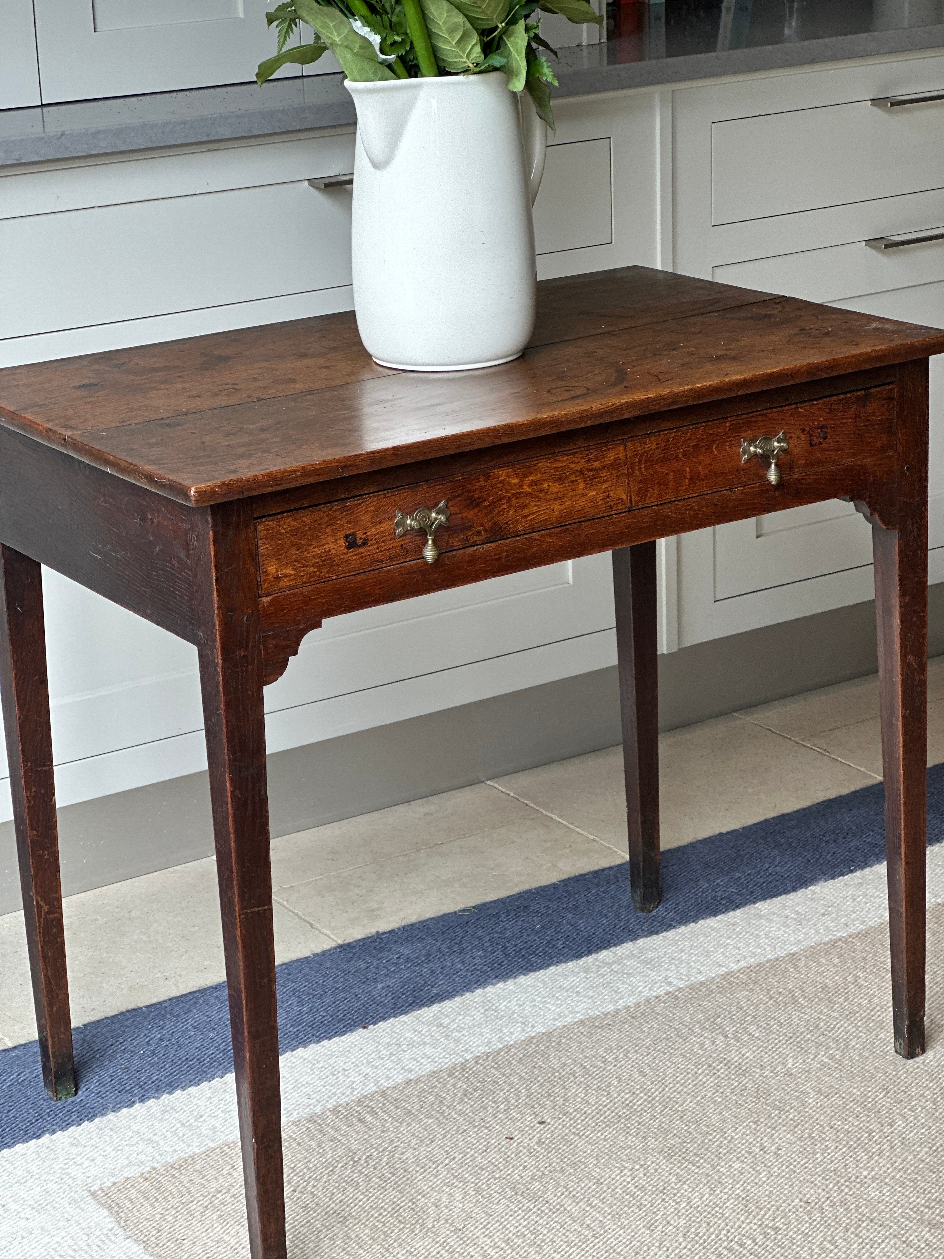 Georgian Oak Side Table/Desk with Tapered Legs