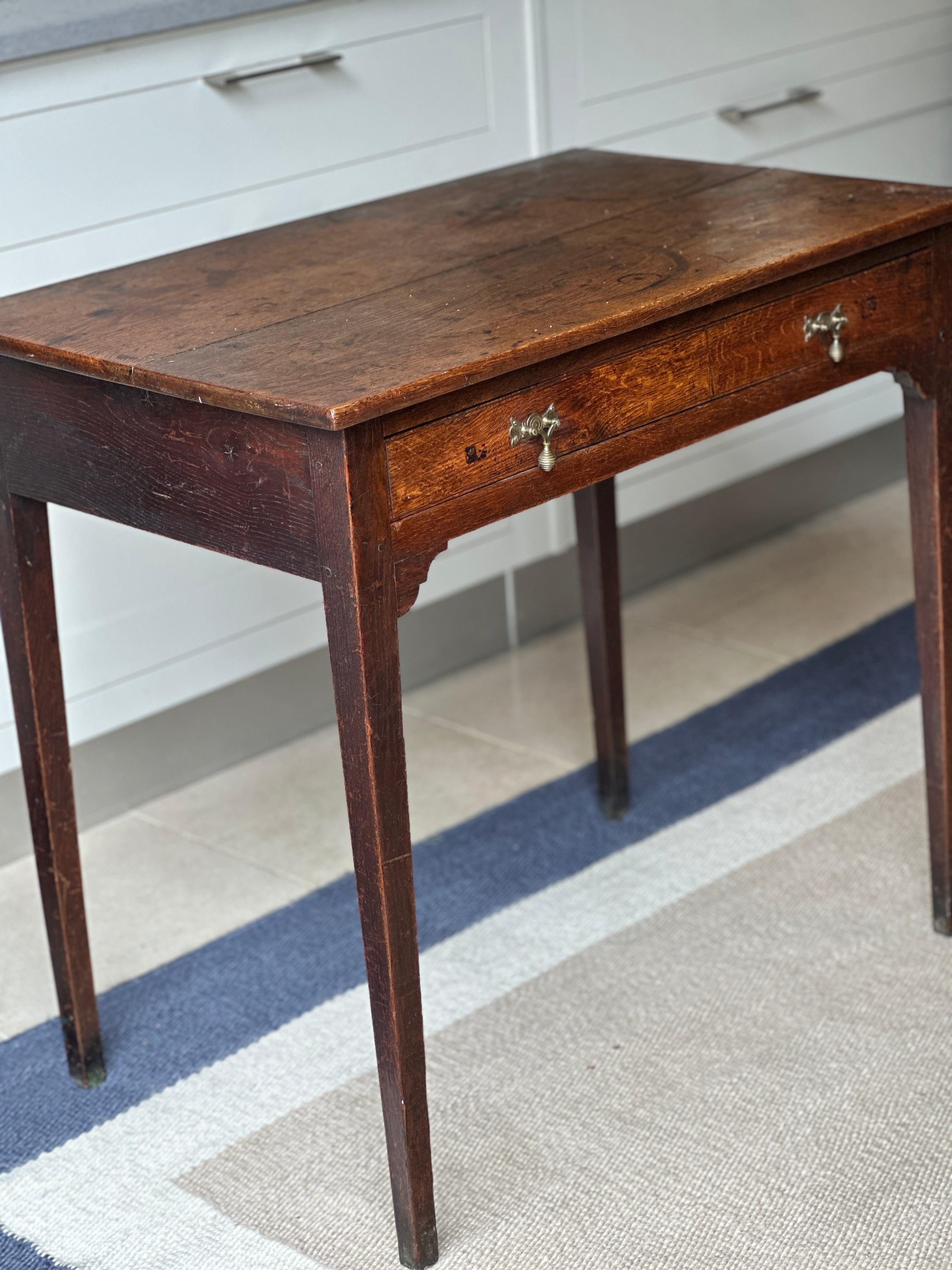 Georgian Oak Side Table/Desk with Tapered Legs