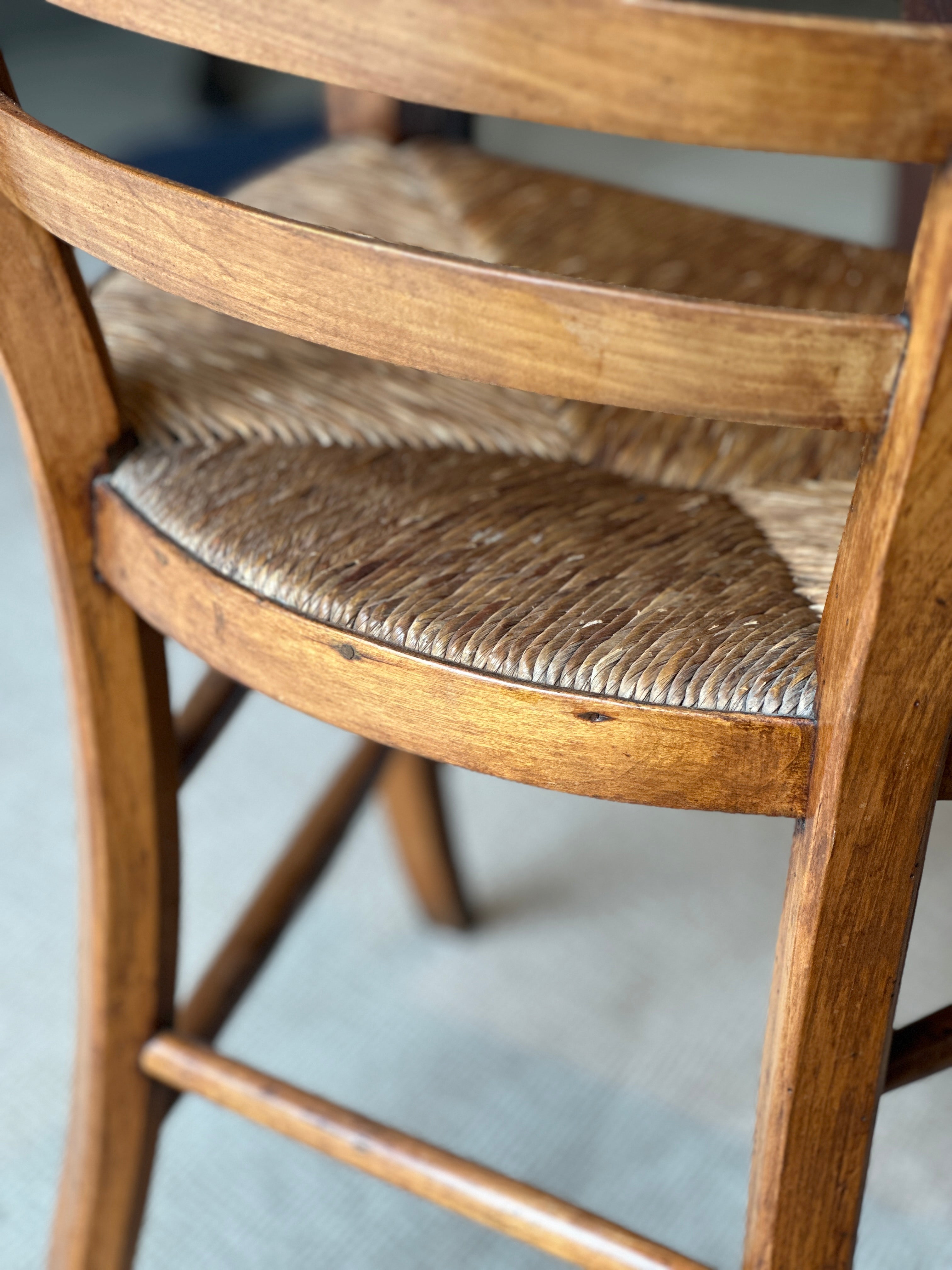 Charming Pair of Fruitwood & Rush Chairs