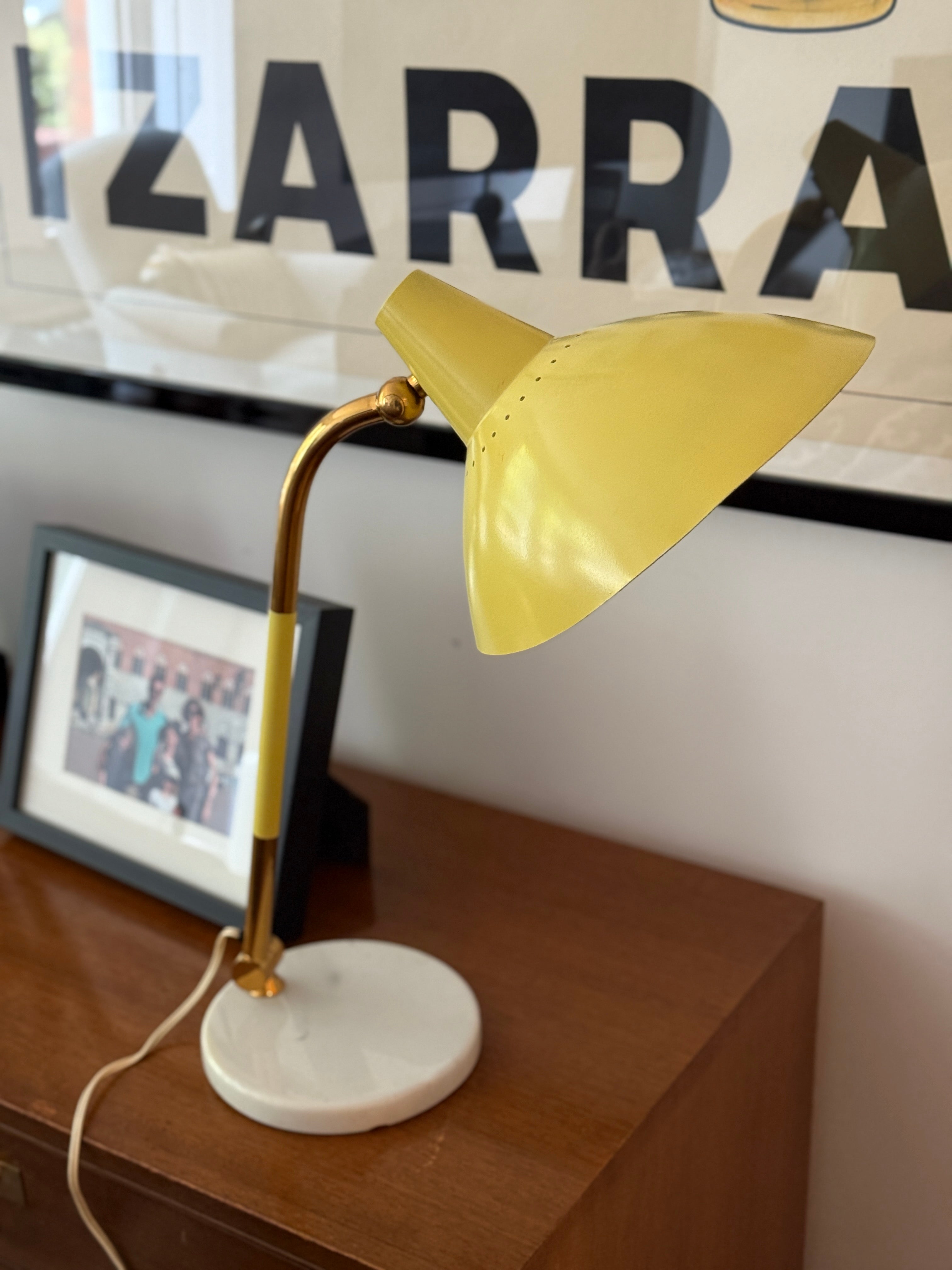 1950s Stilnovo Yellow Desk Lamp