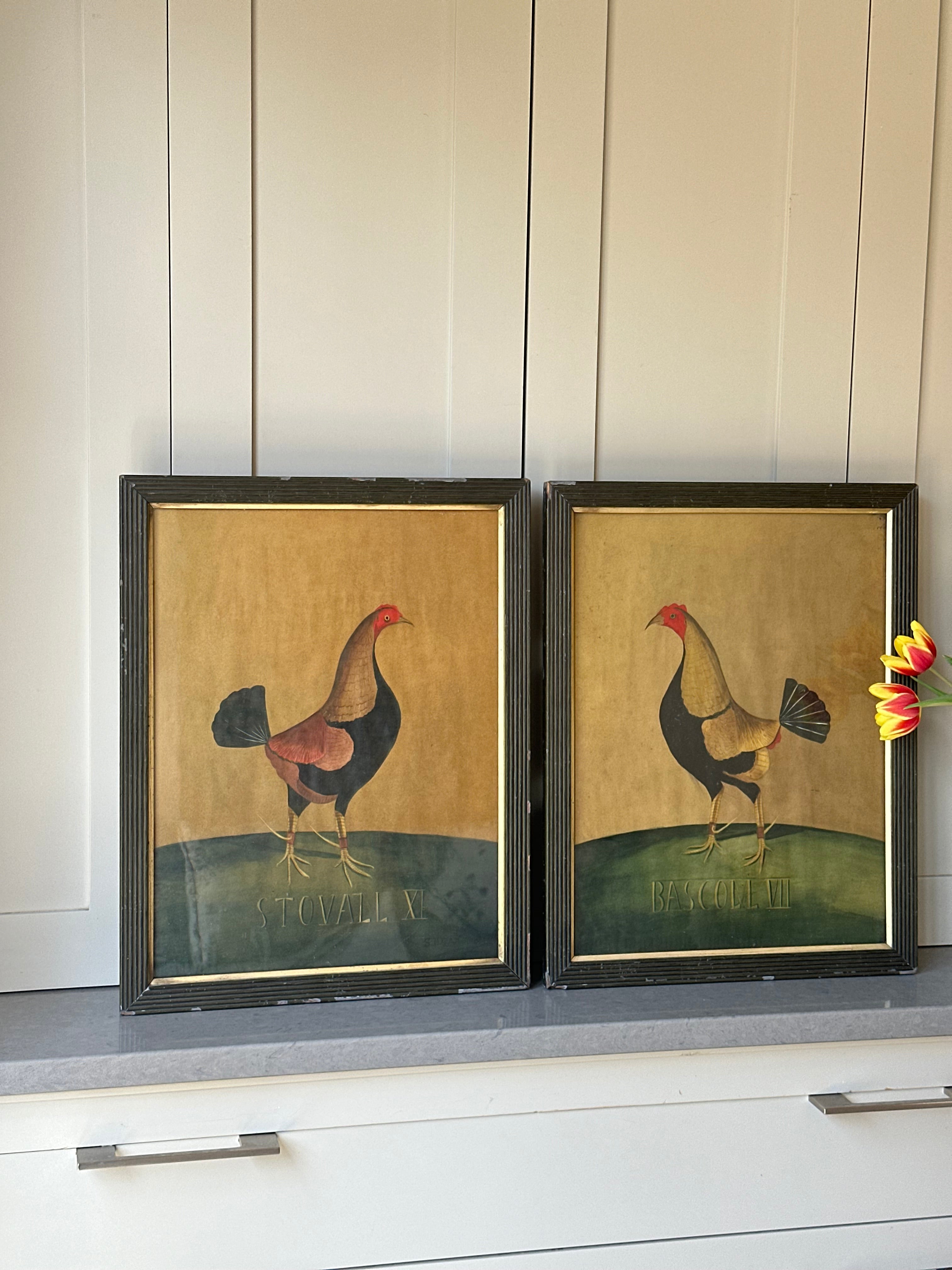 Original Pair of Fighting Cocks by Samuel Henry Gordon Alken 1884