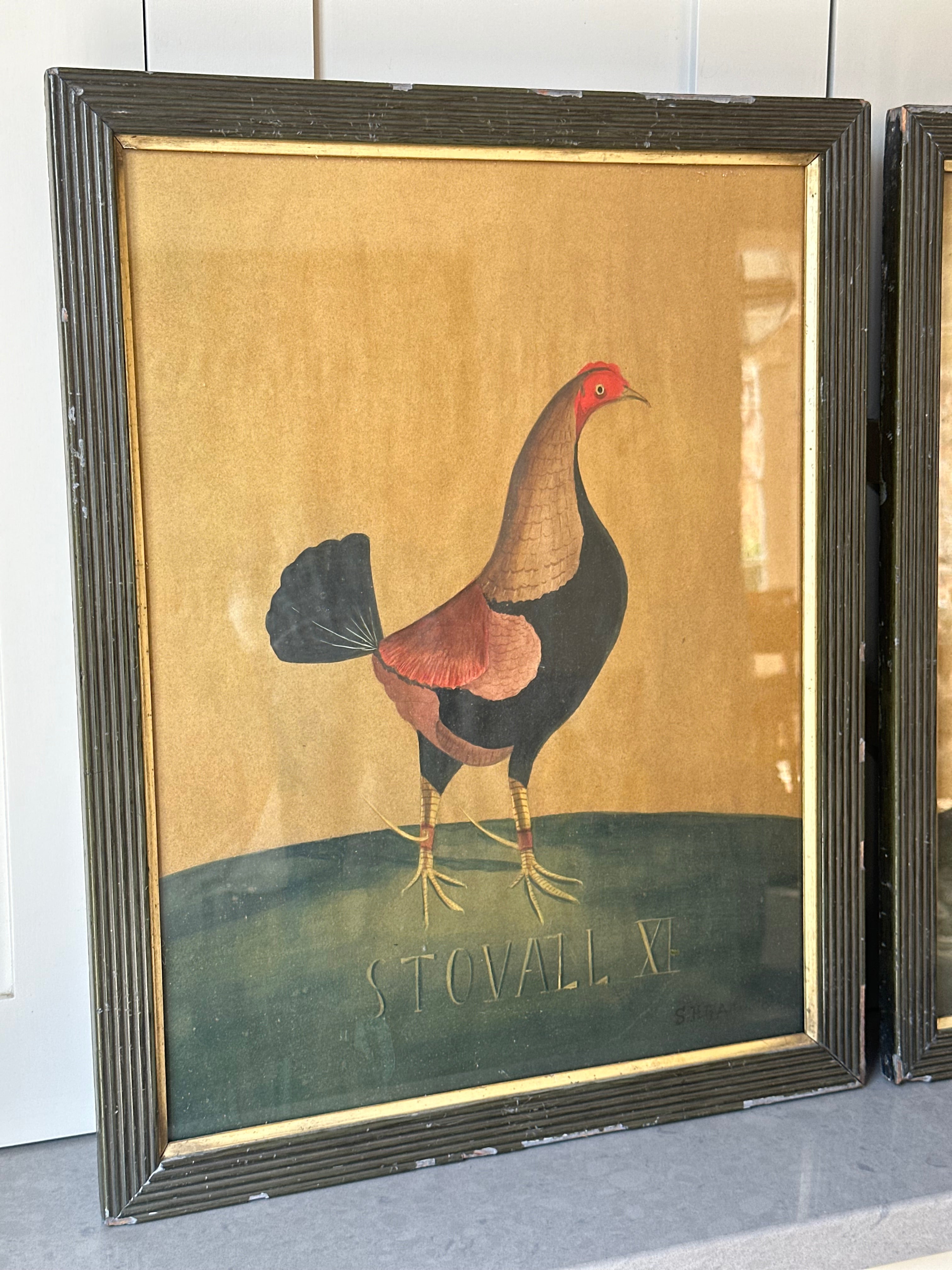 Original Pair of Fighting Cocks by Samuel Henry Gordon Alken 1884