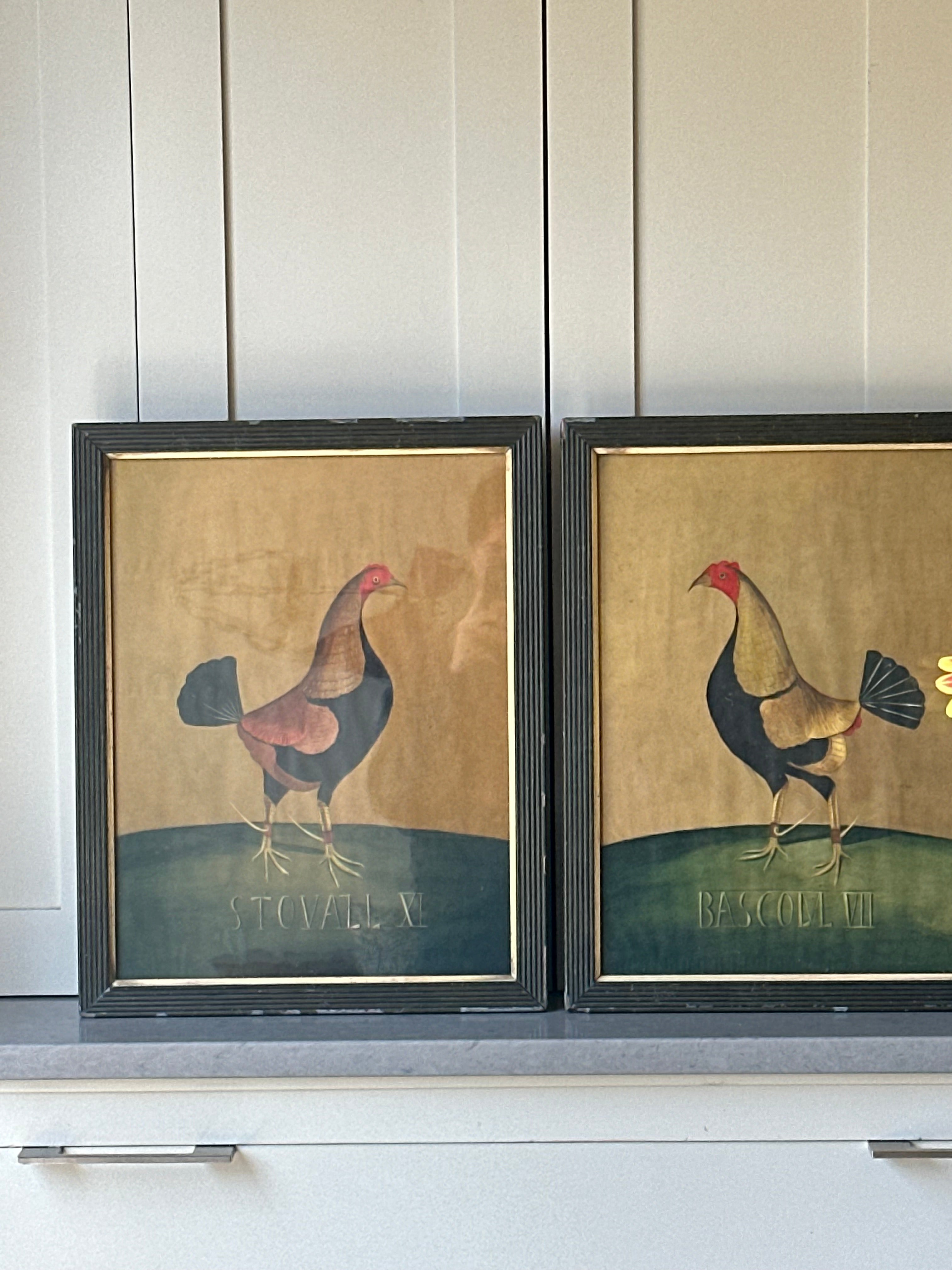 Original Pair of Fighting Cocks by Samuel Henry Gordon Alken 1884