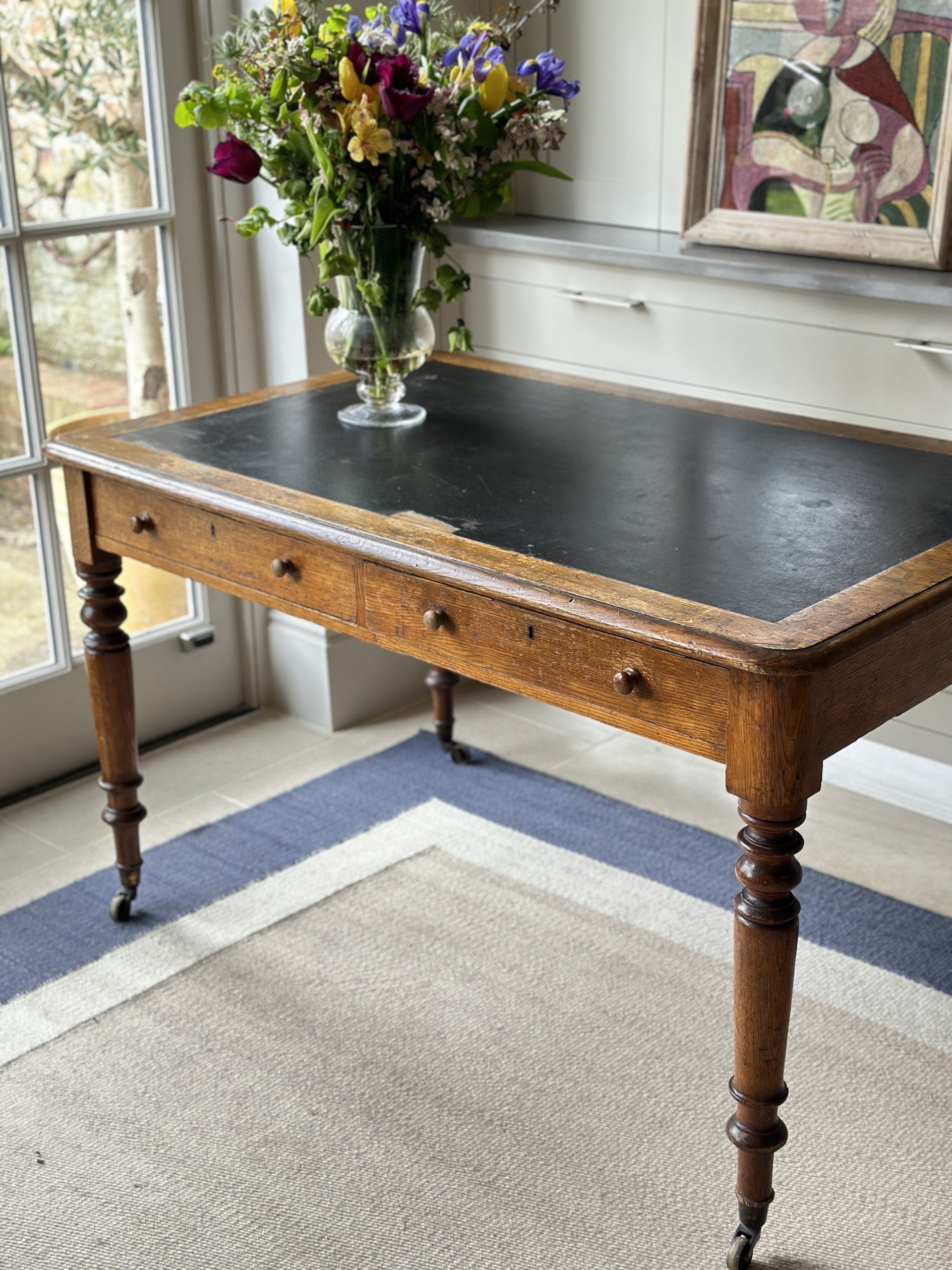 Oak Leather Top Desk