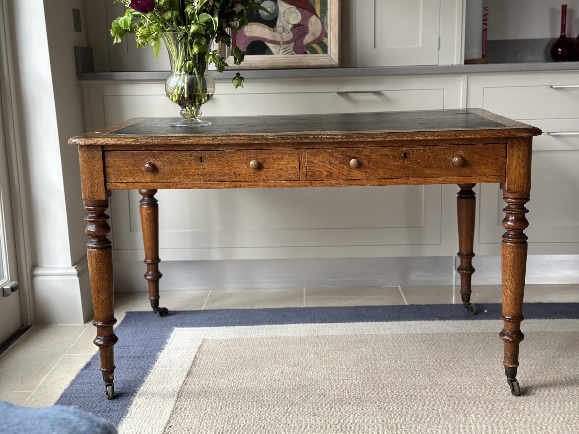 Oak Leather Top Desk
