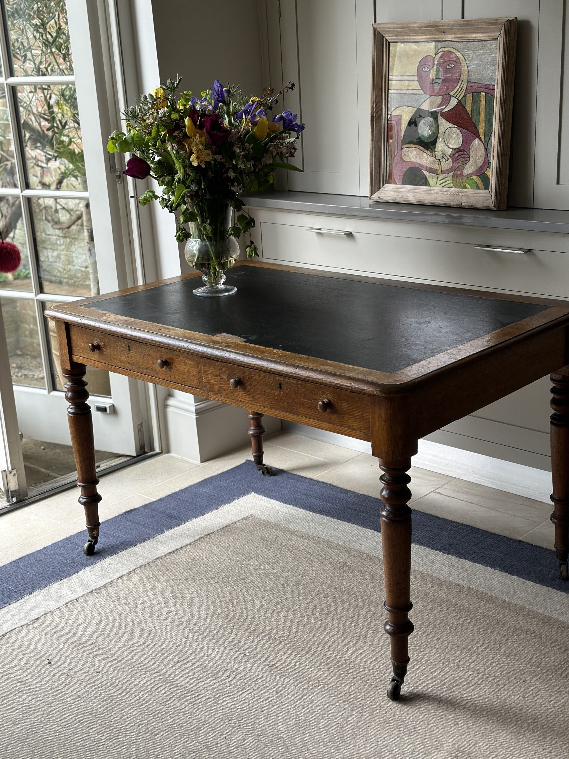 Oak Leather Top Desk
