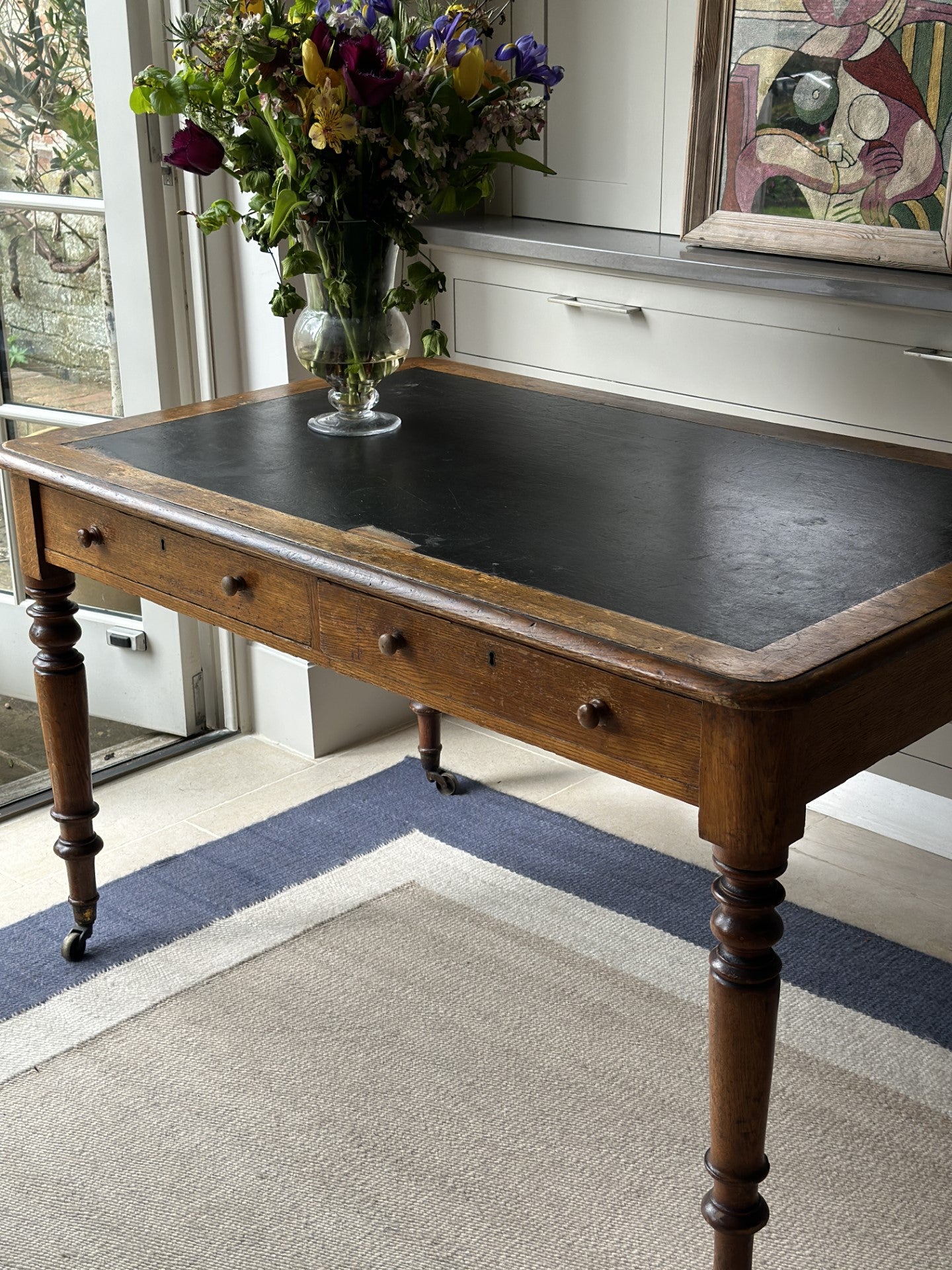 Oak Leather Top Desk