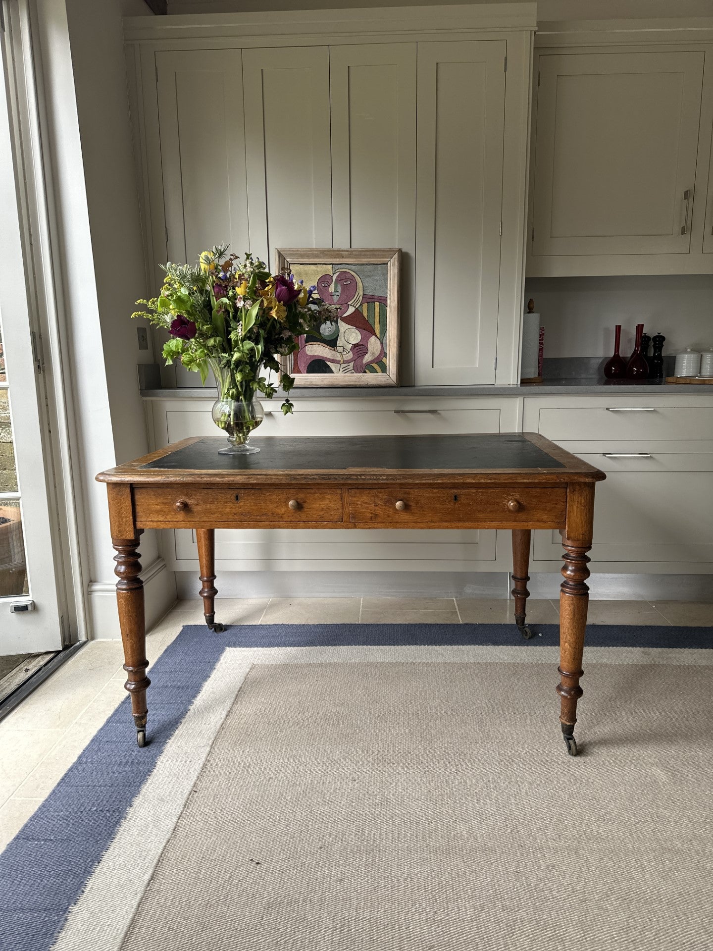 Oak Leather Top Desk