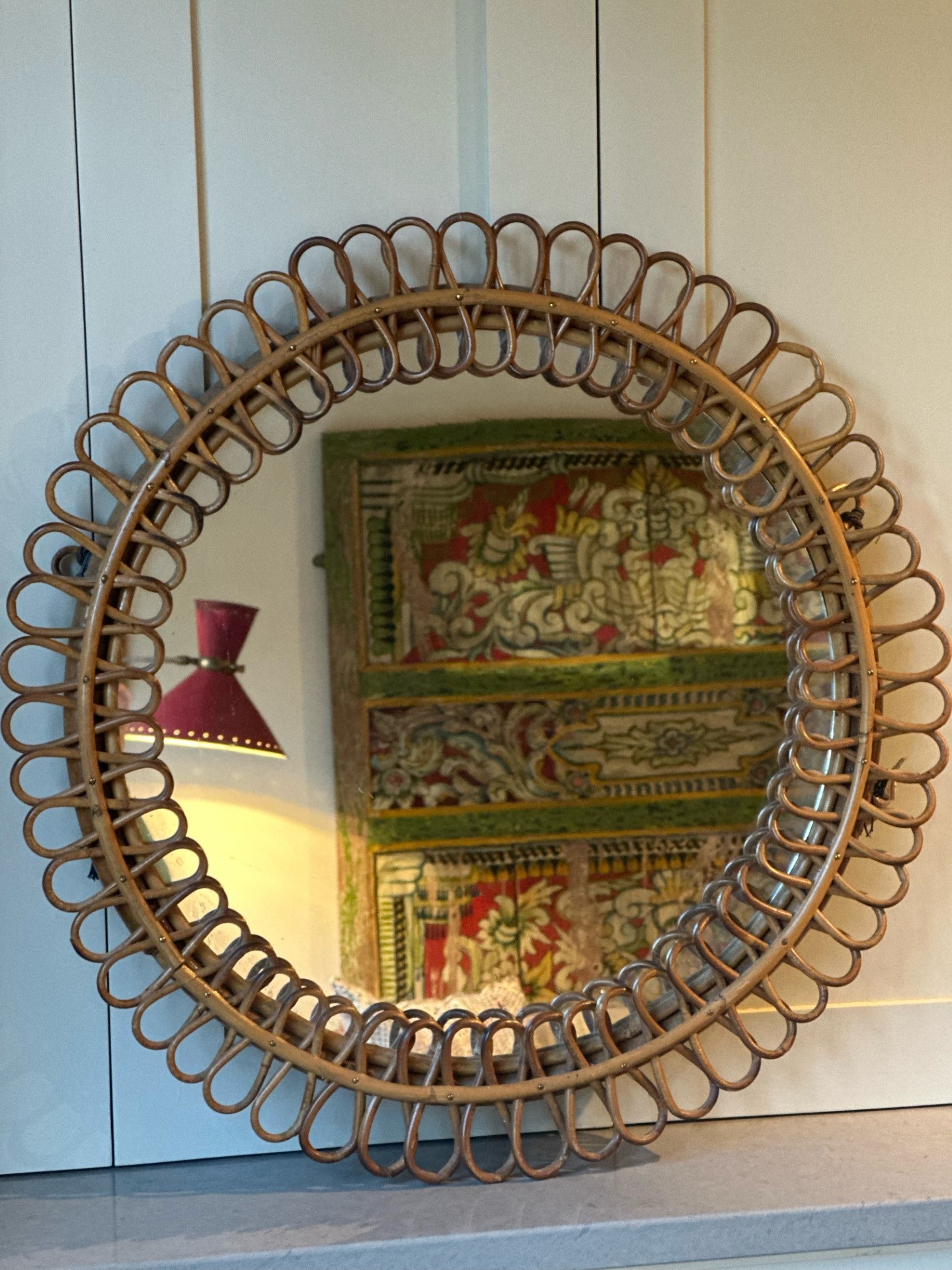 Large Round Abini Cane Mirror