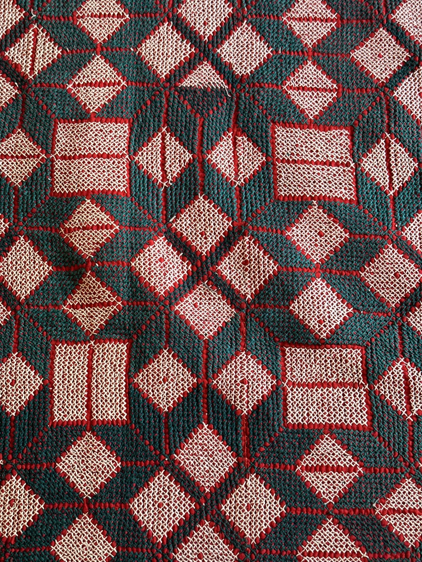 Sindhi Rald Bangladesh Blankets (Blue and red with white diamonds)