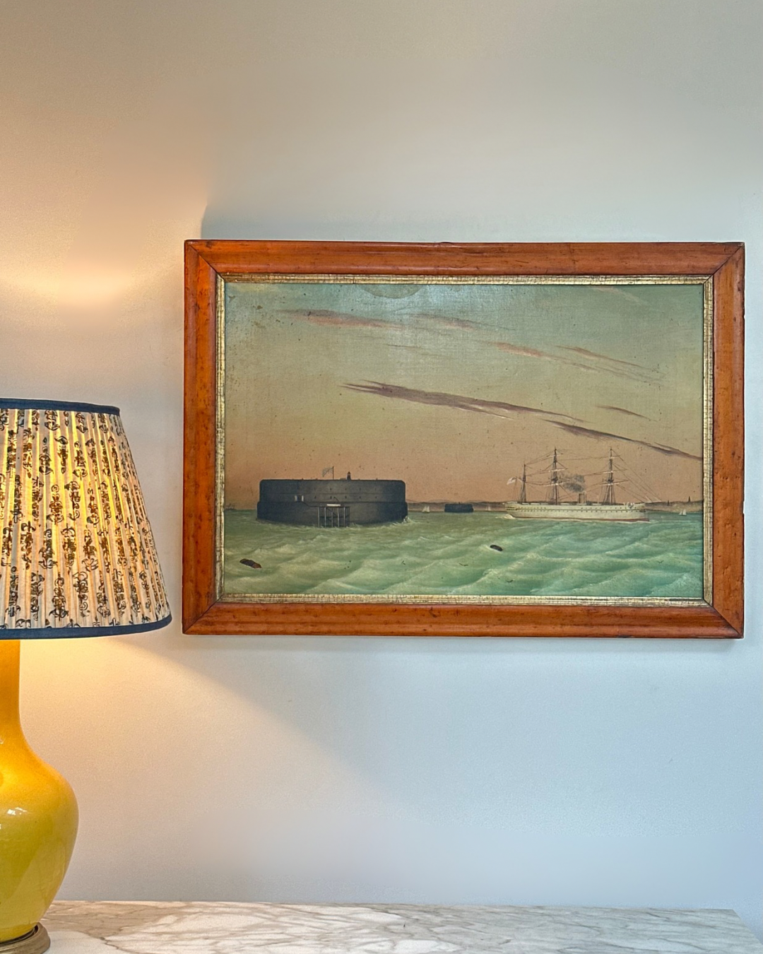 ’A Schooner Near a Fort’, Oil on Canvas