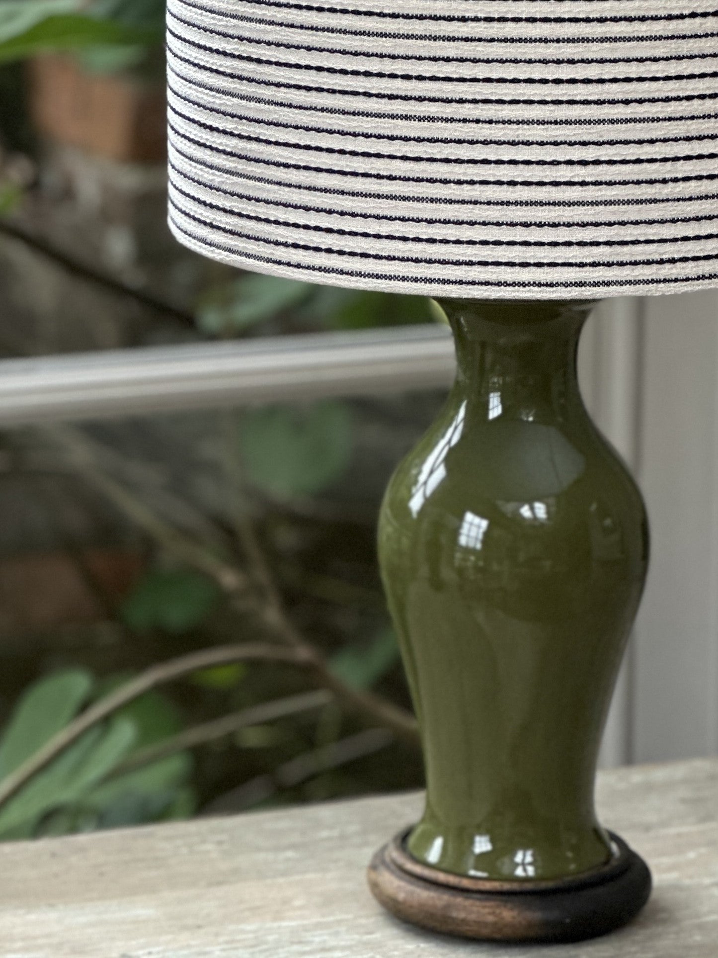 Pair of Vintage Olive Green Ceramic Lamps