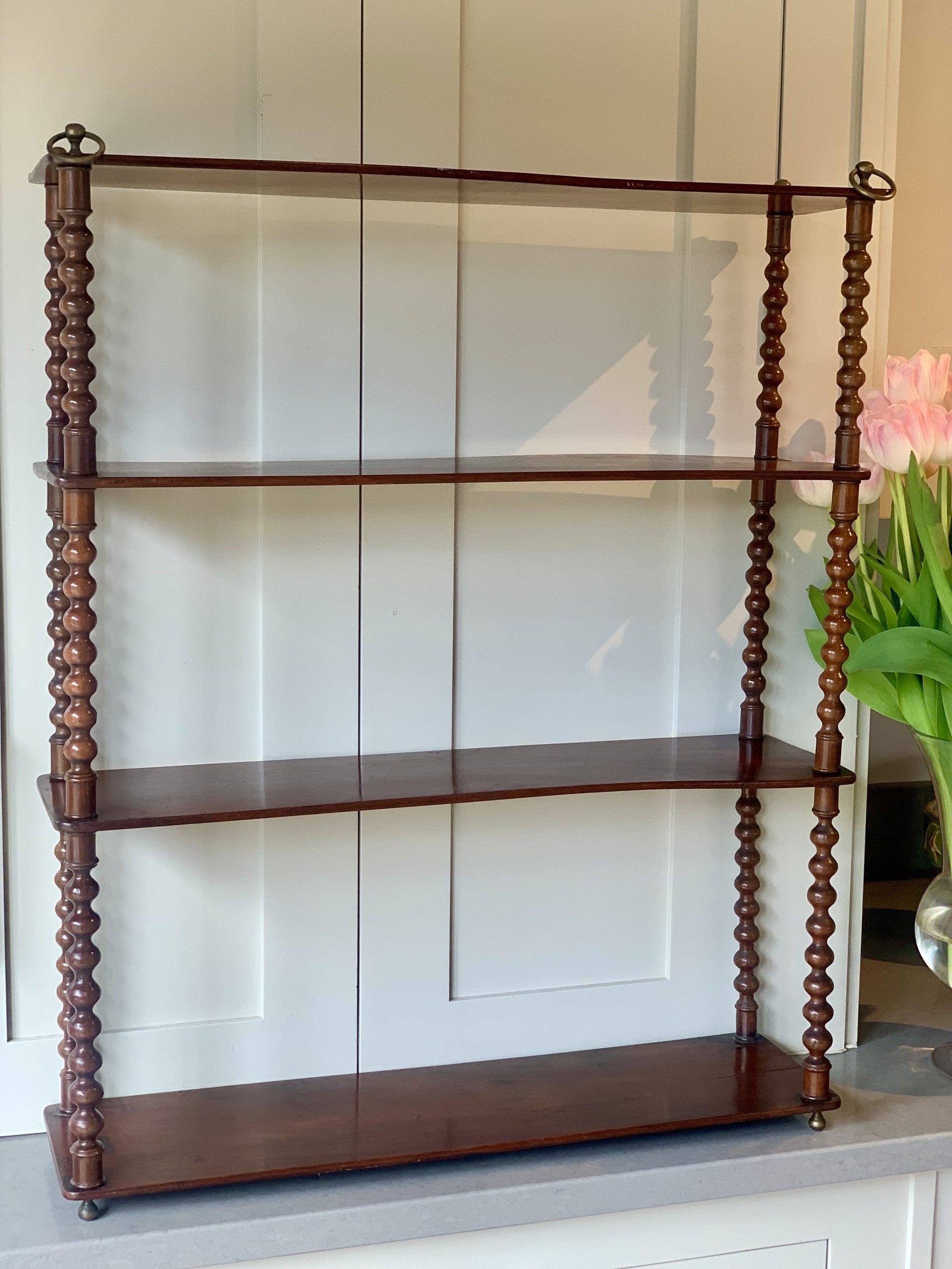 Medium French Mahogany Bobbin Wall Shelf