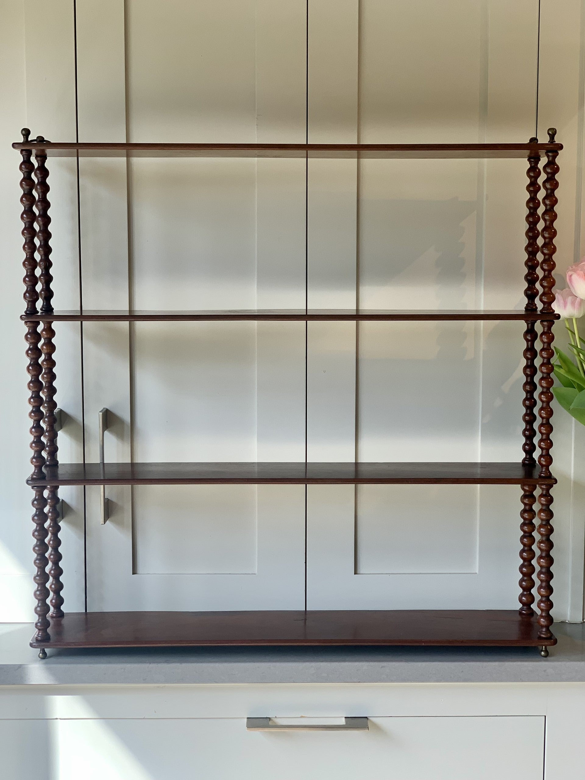 Large French Mahogany Bobbin Wall Shelf