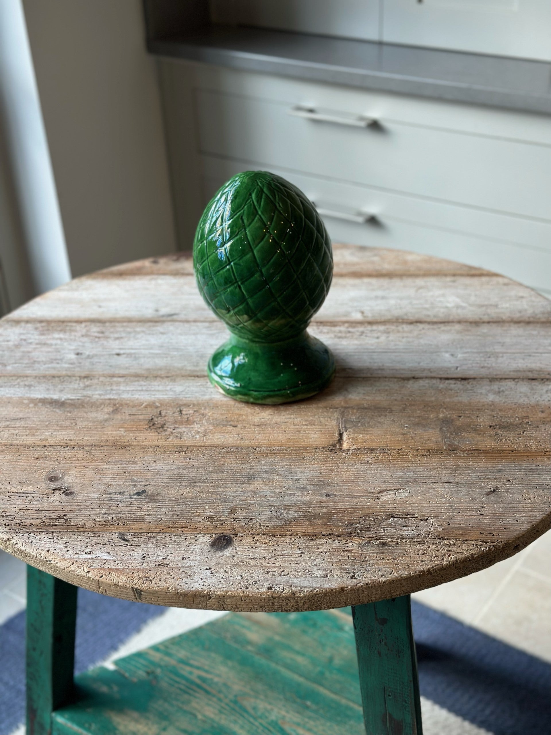 Pine Cricket Table with green base