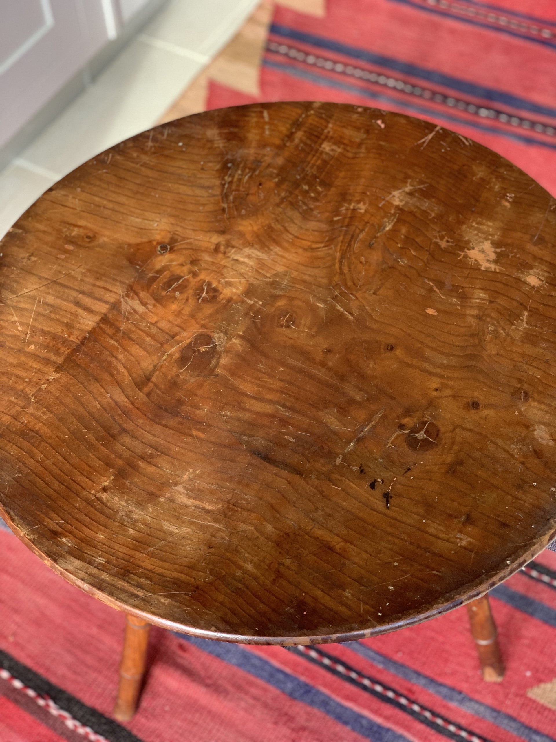 Elm side table with faux bamboo legs