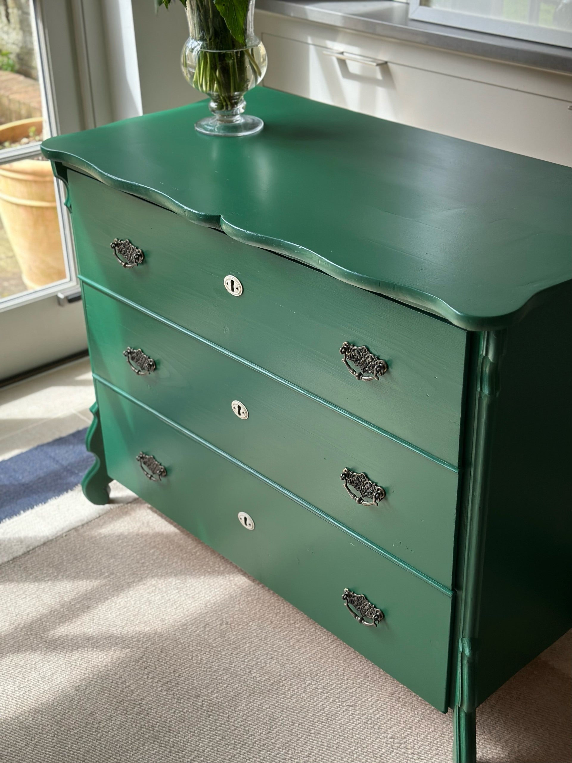 Continental Chest of Drawers Painted in Traffic Green