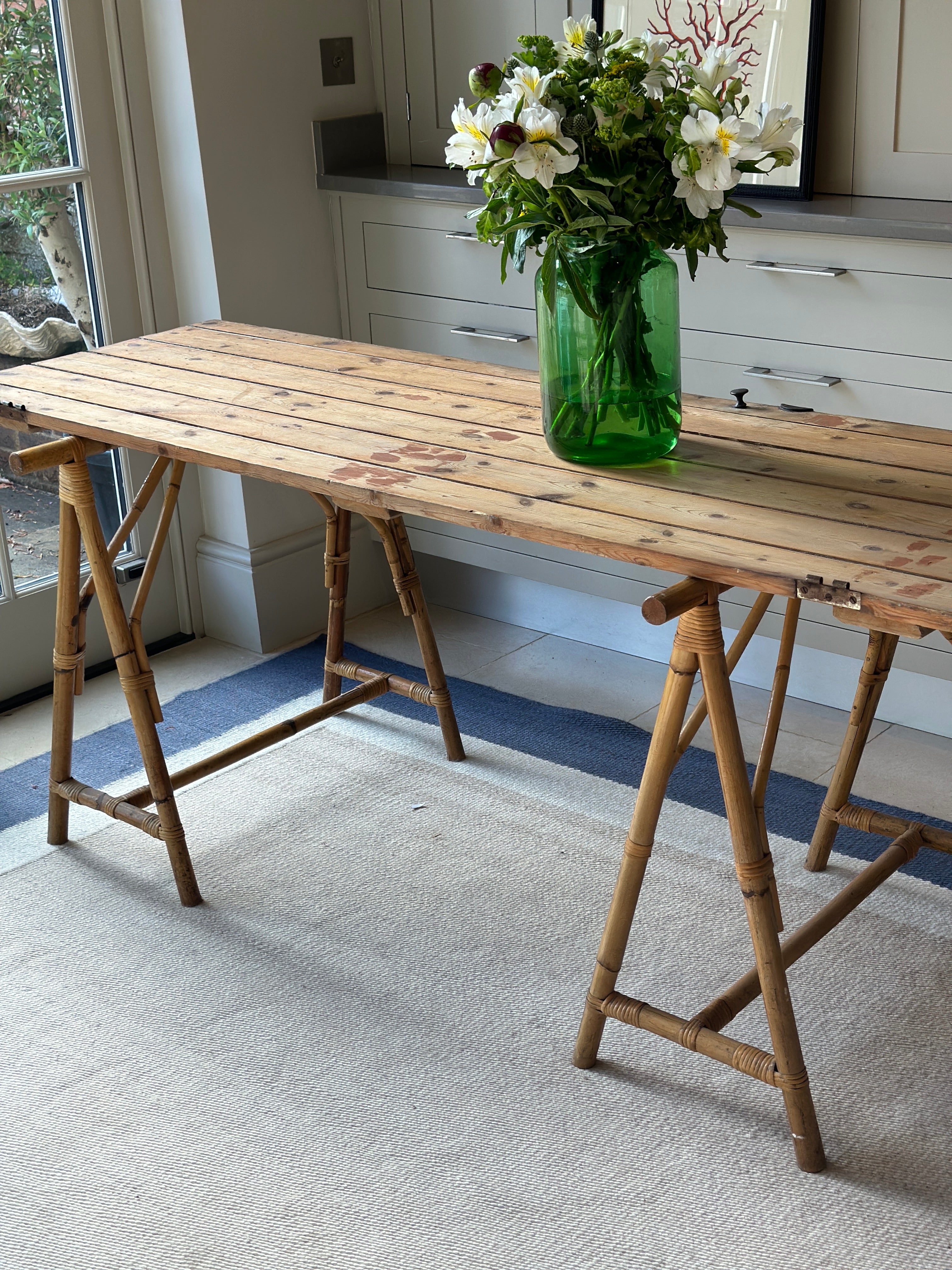 SALE* Bamboo Trestle Leg Table