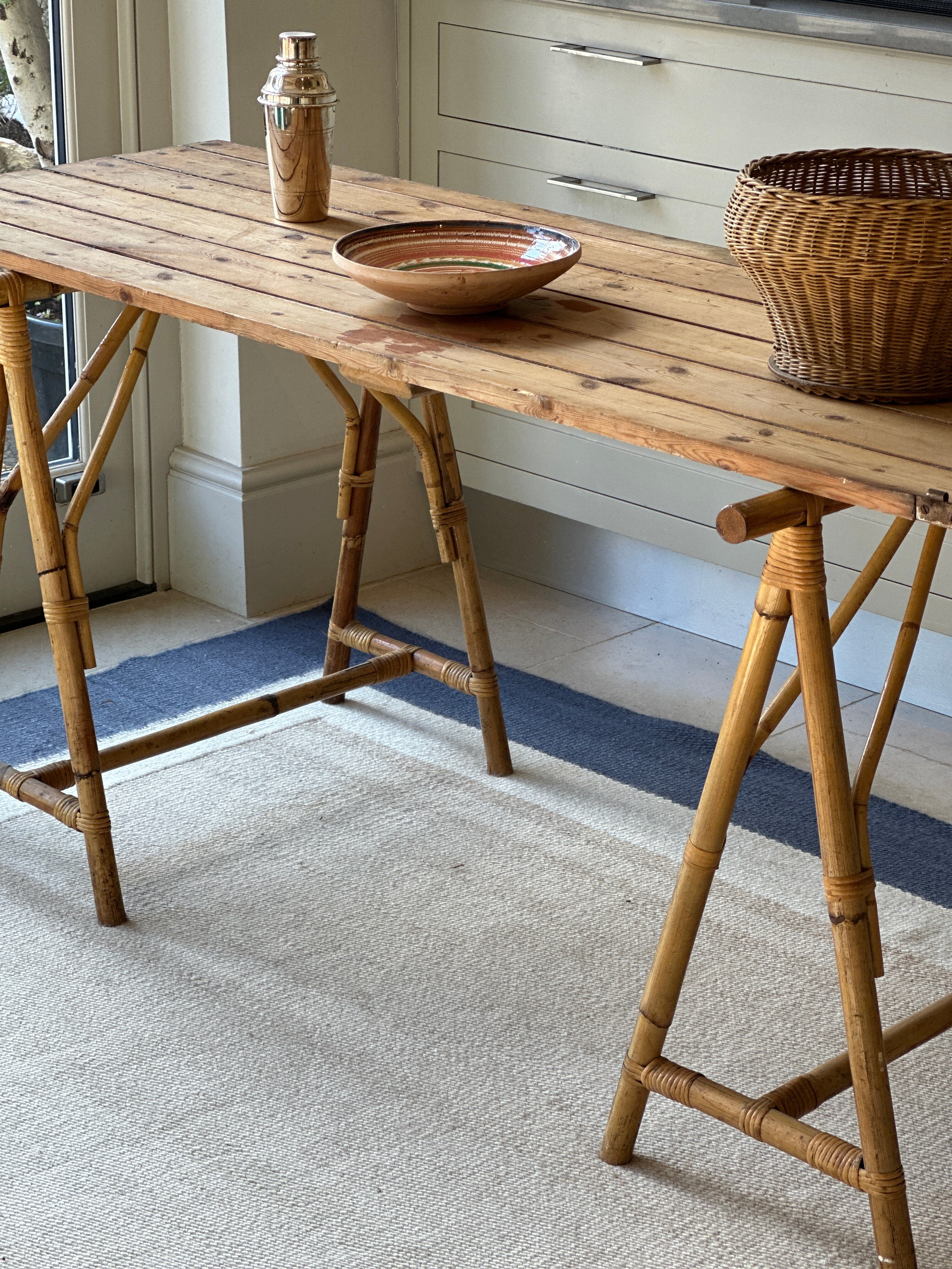 SALE* Bamboo Trestle Leg Table