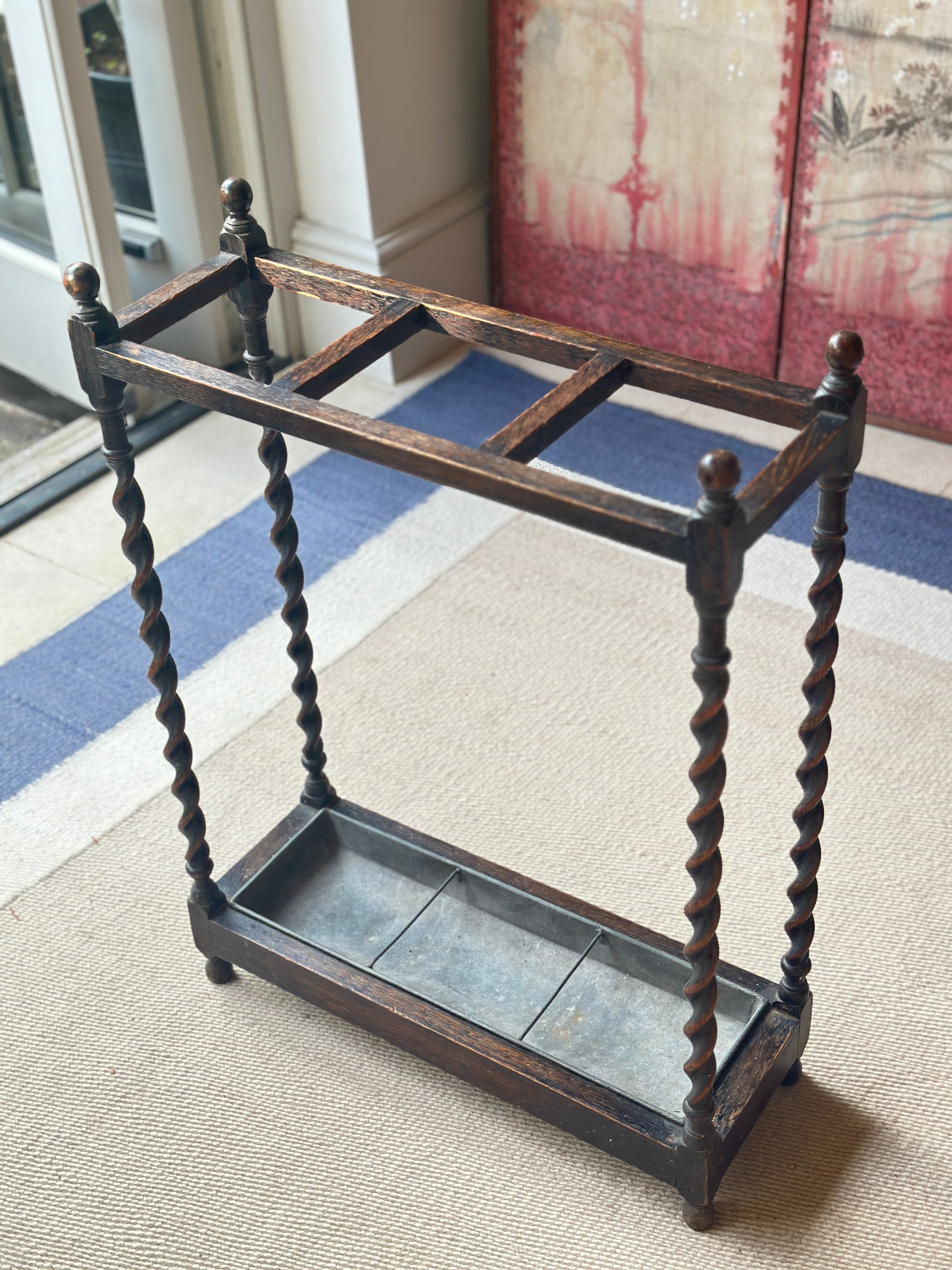 Early C20th Oak Barley Twist Stick Stand