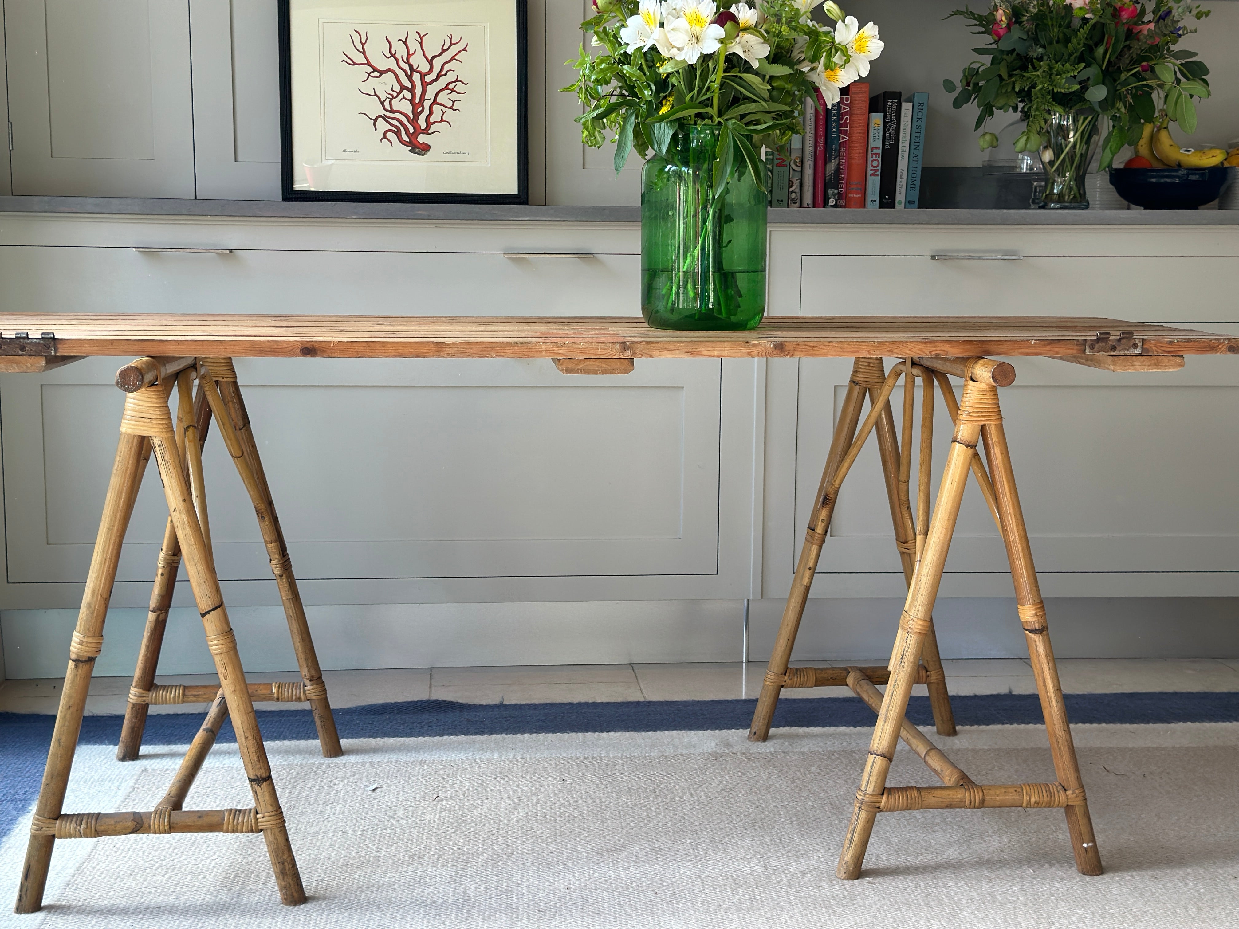 SALE* Bamboo Trestle Leg Table