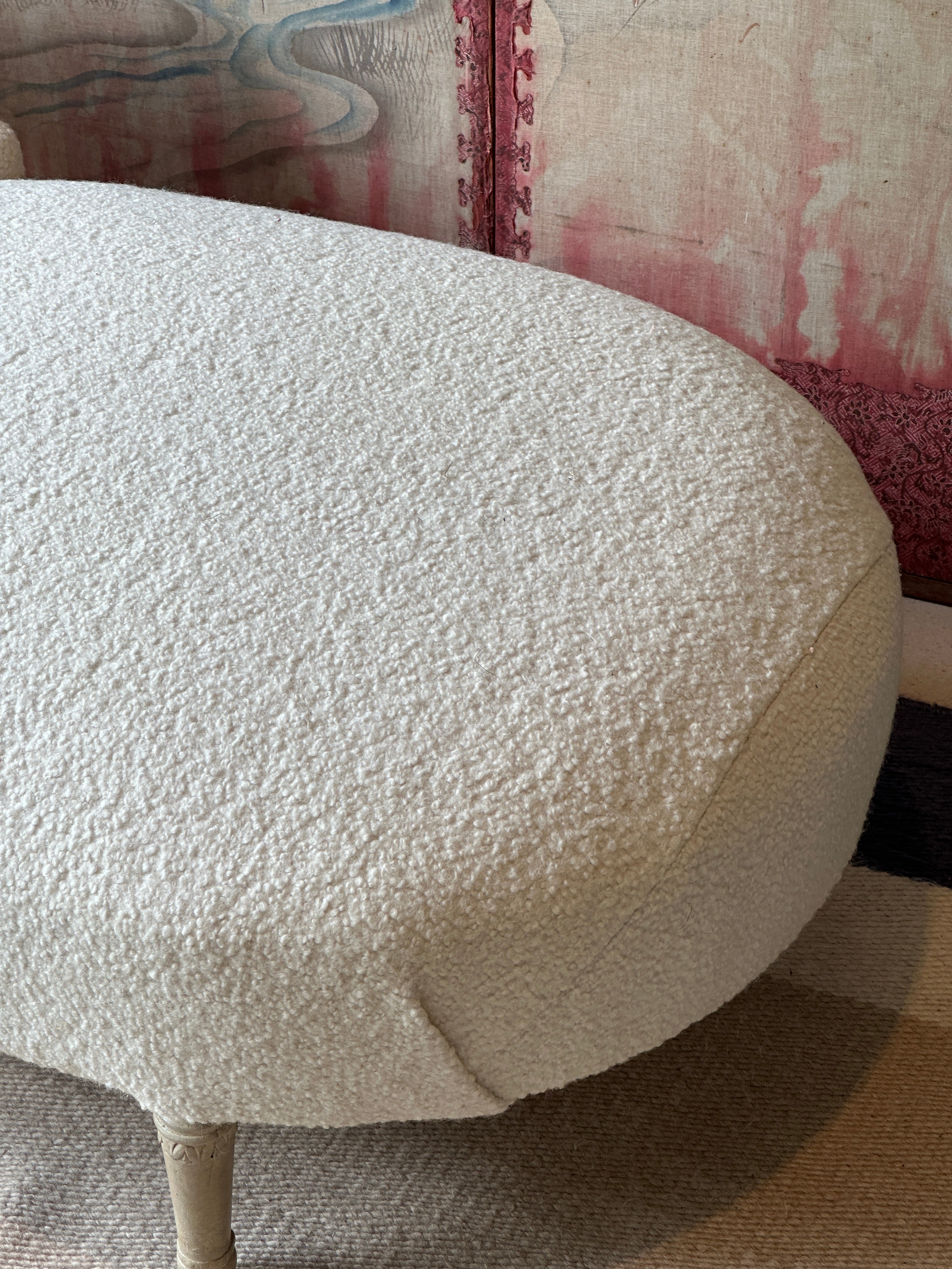 SALE * Late C19th Chaise Longue innRose Uniacke Wool Boucle