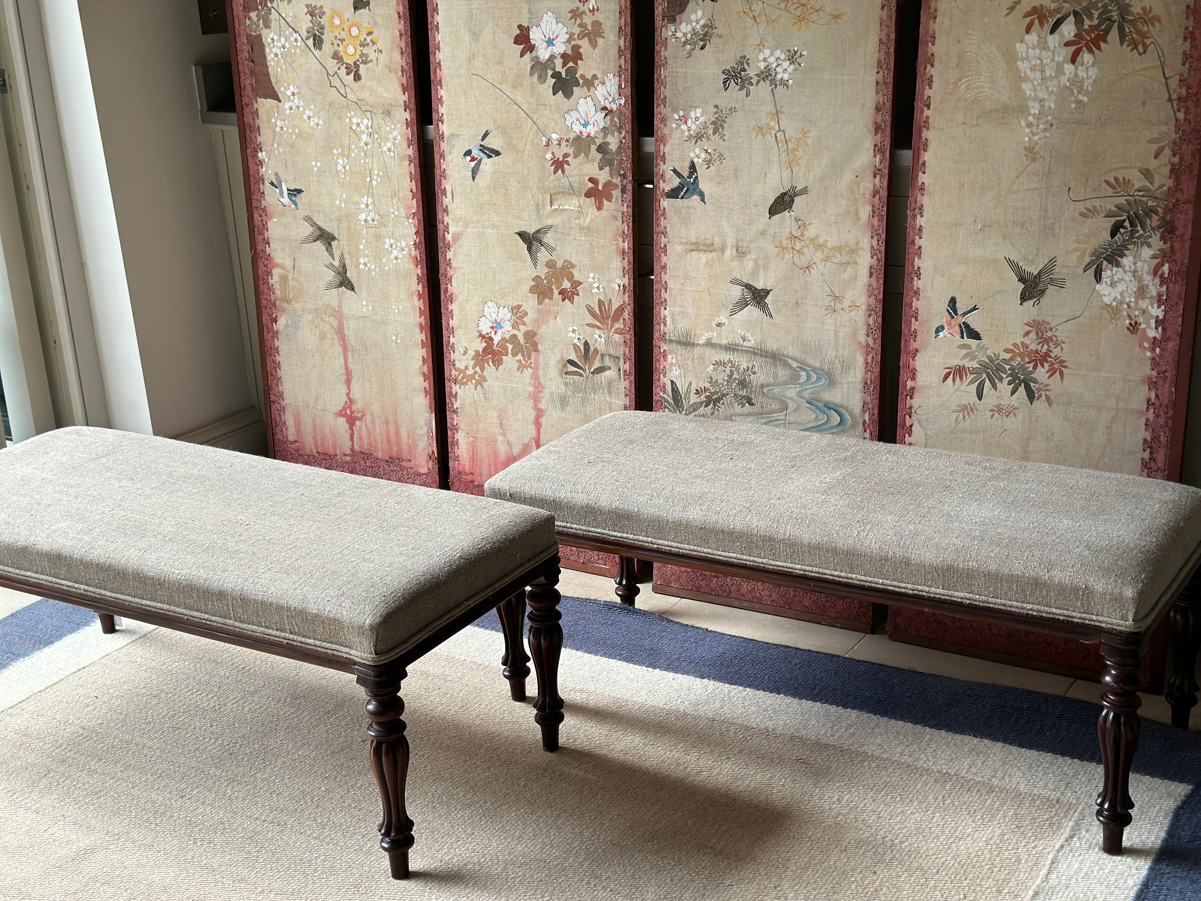 Pair of Large Upholstered Hall Bench’s