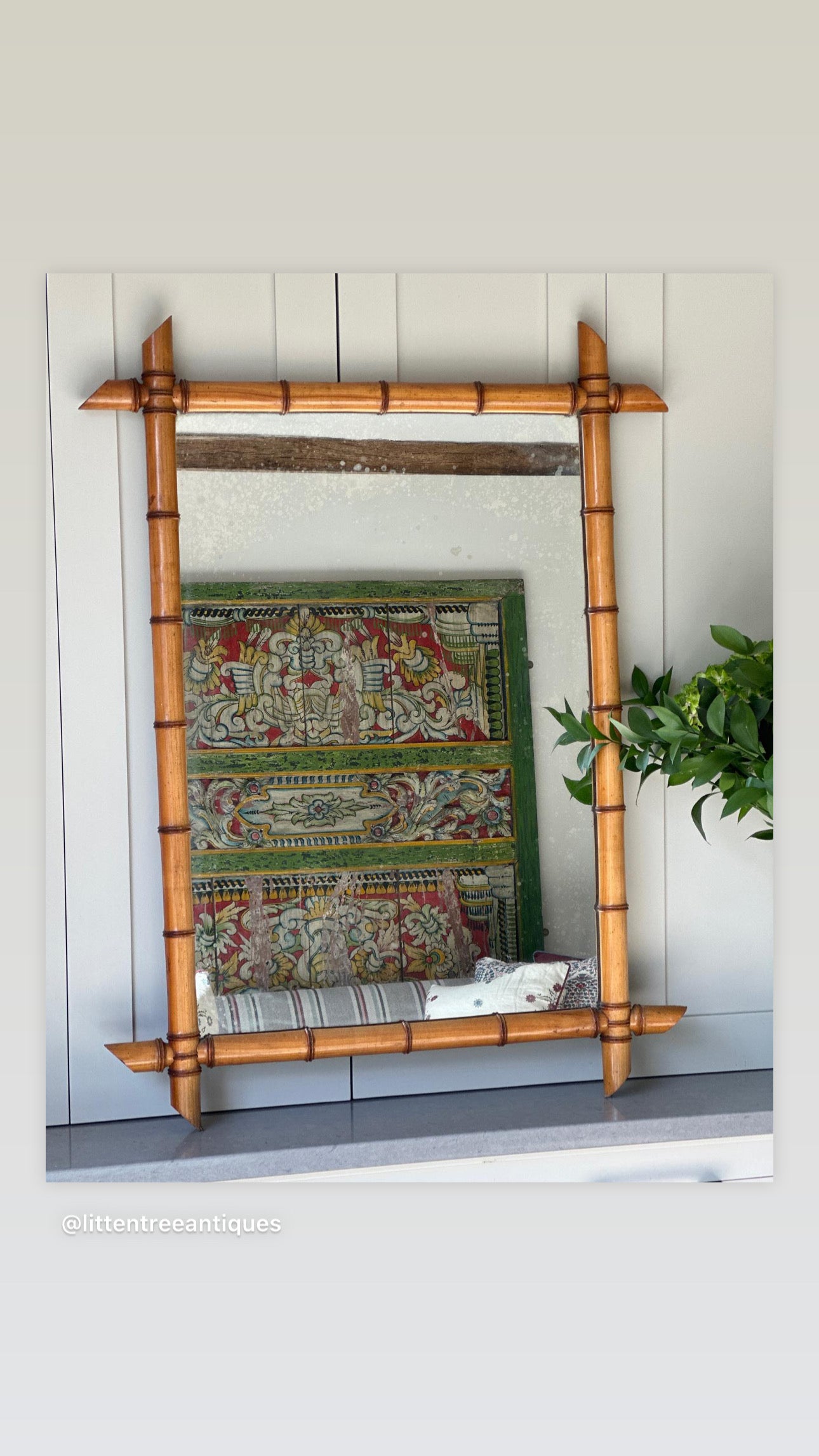 Extra Large Fruitwood Faux Bamboo Mirror