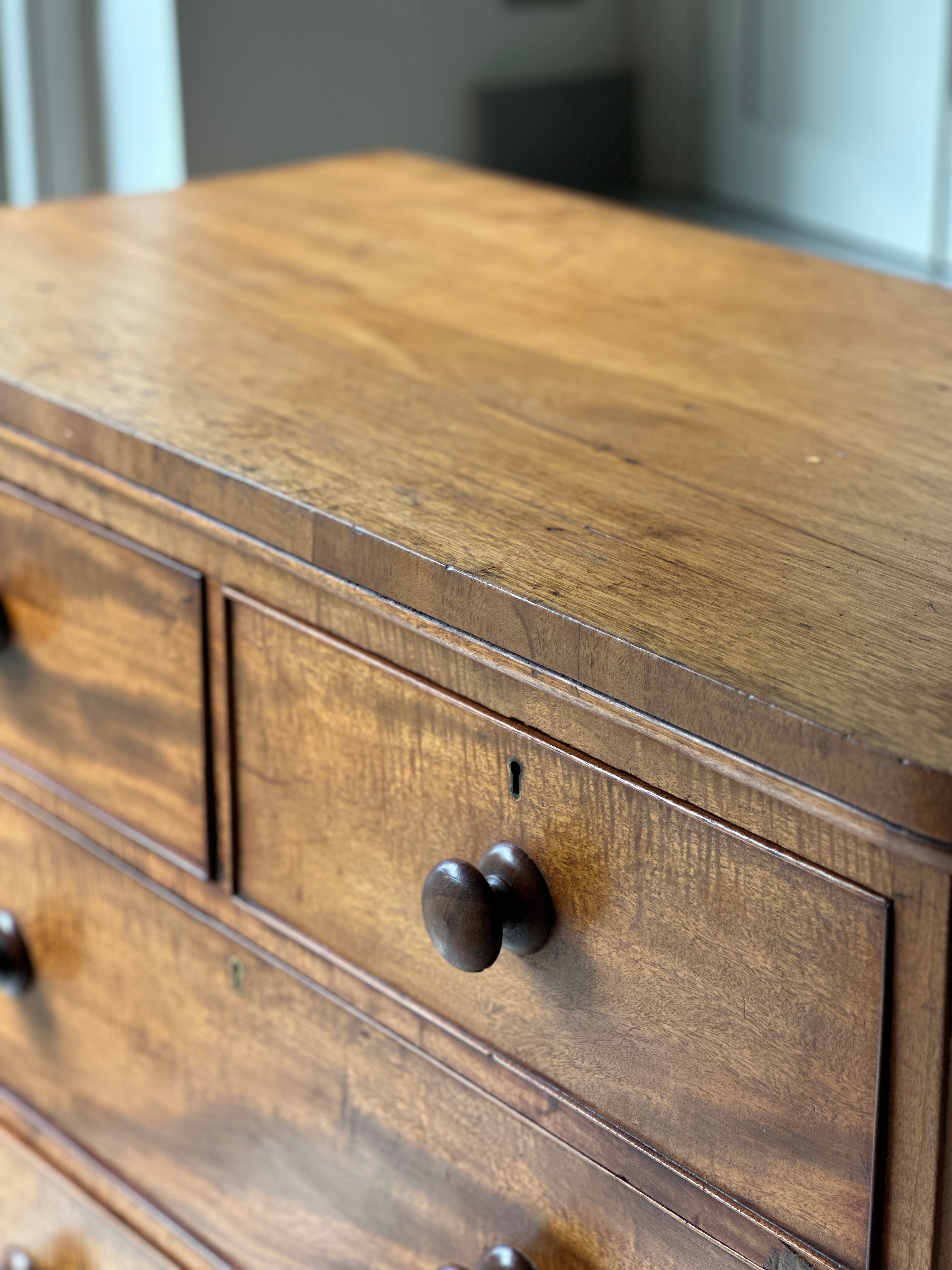 Large Faded Mahogany Chest of Drawers