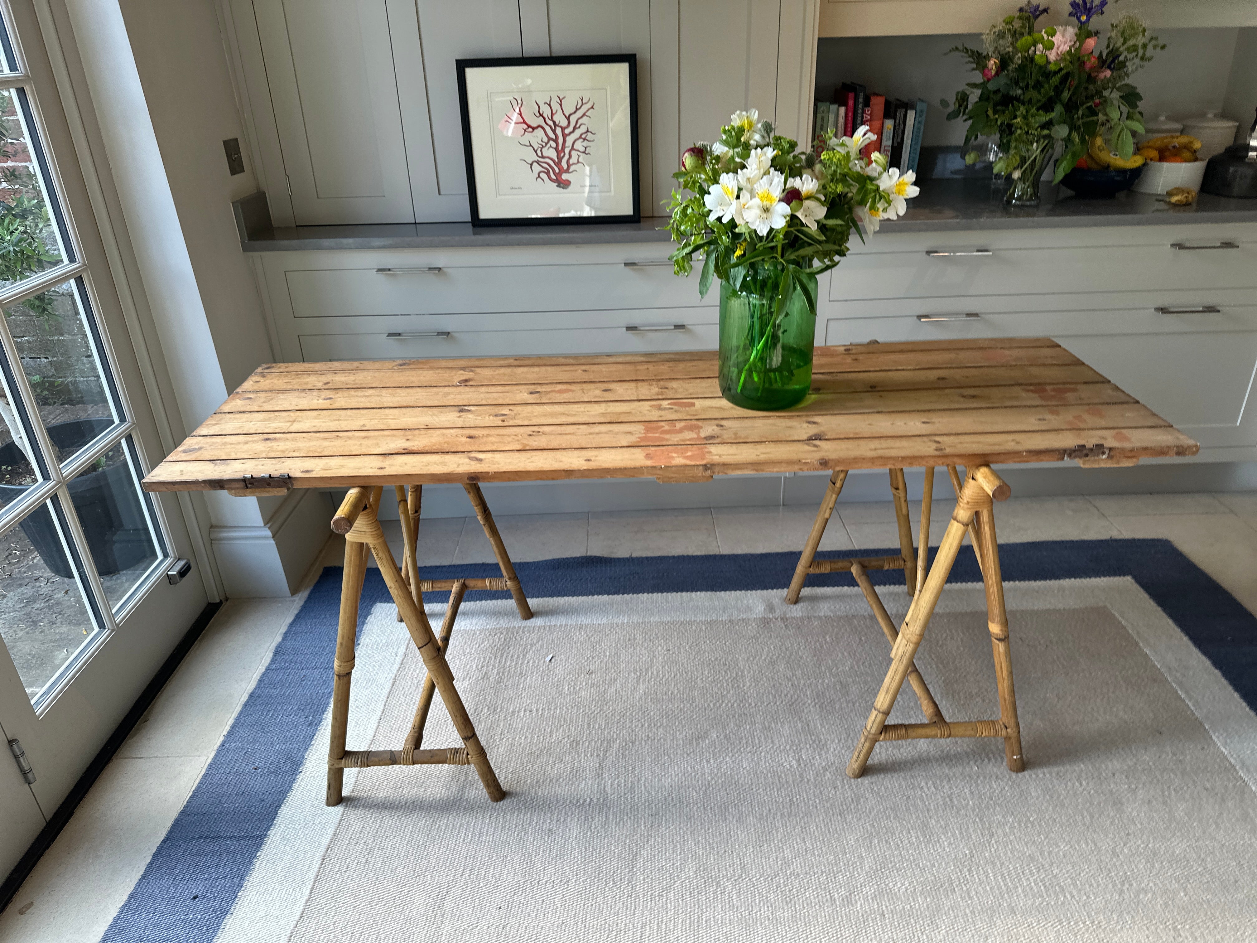 SALE* Bamboo Trestle Leg Table