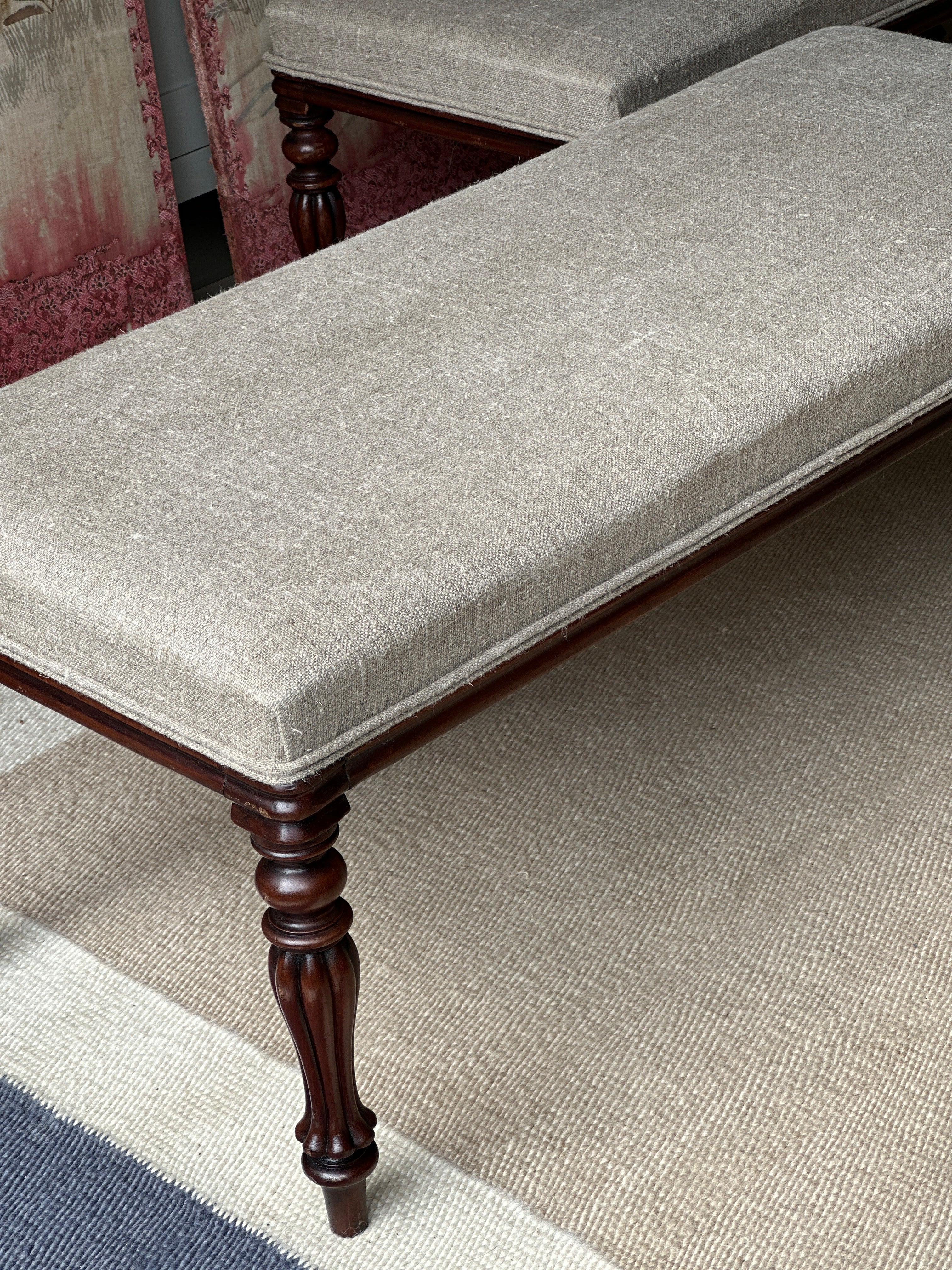 Pair of Large Upholstered Hall Bench’s