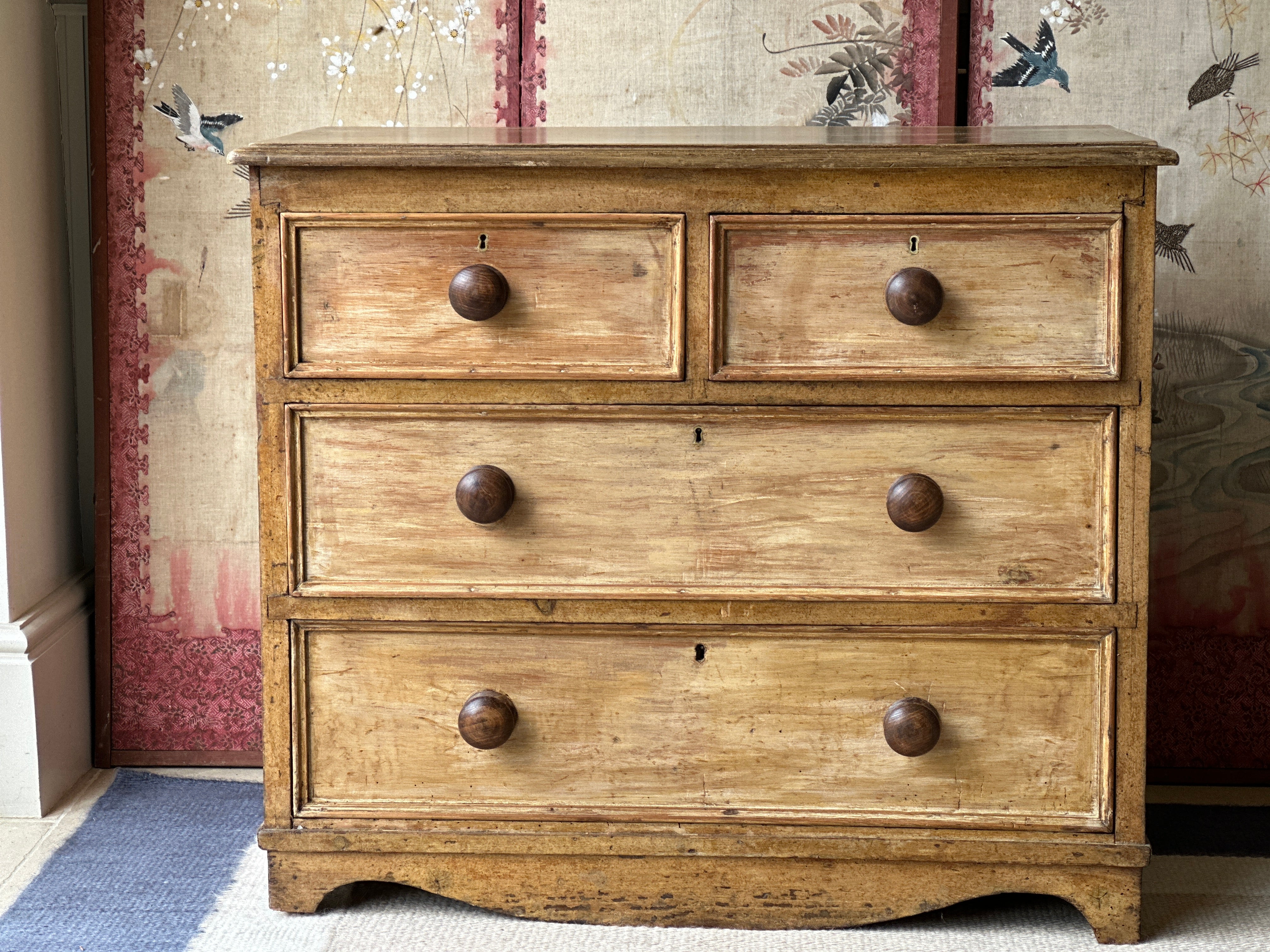 Charming Ochre Glazed Small Pine chest of drawers