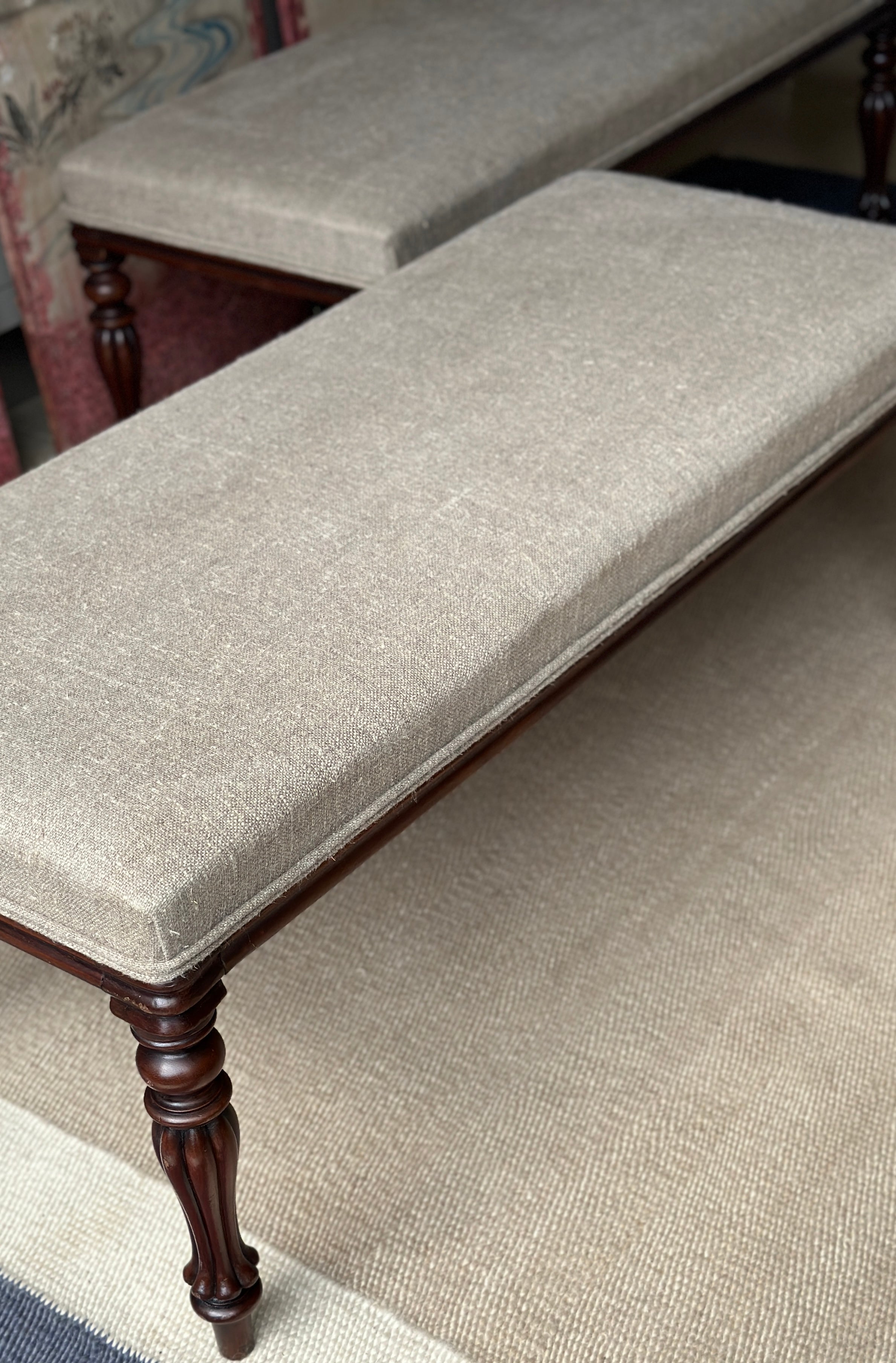 Pair of Large Upholstered Hall Bench’s
