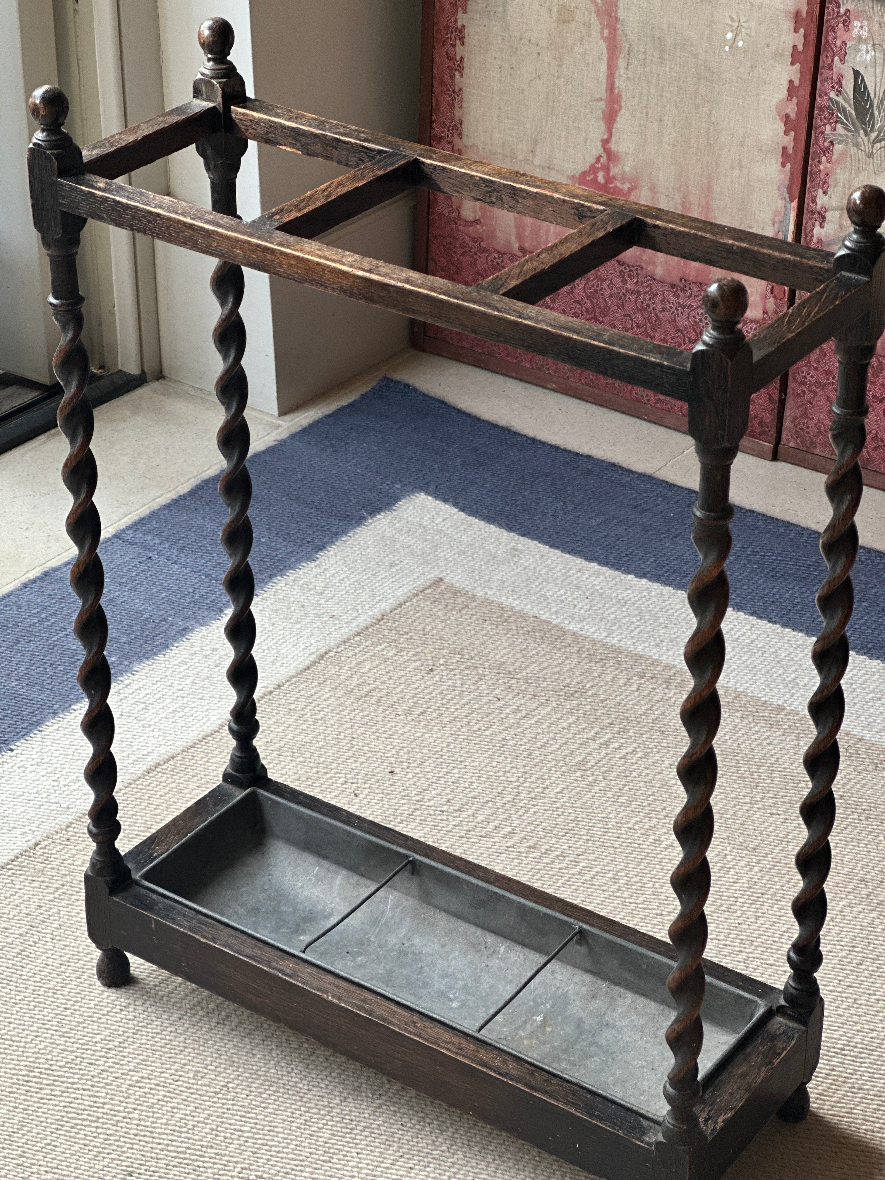 Early C20th Oak Barley Twist Stick Stand