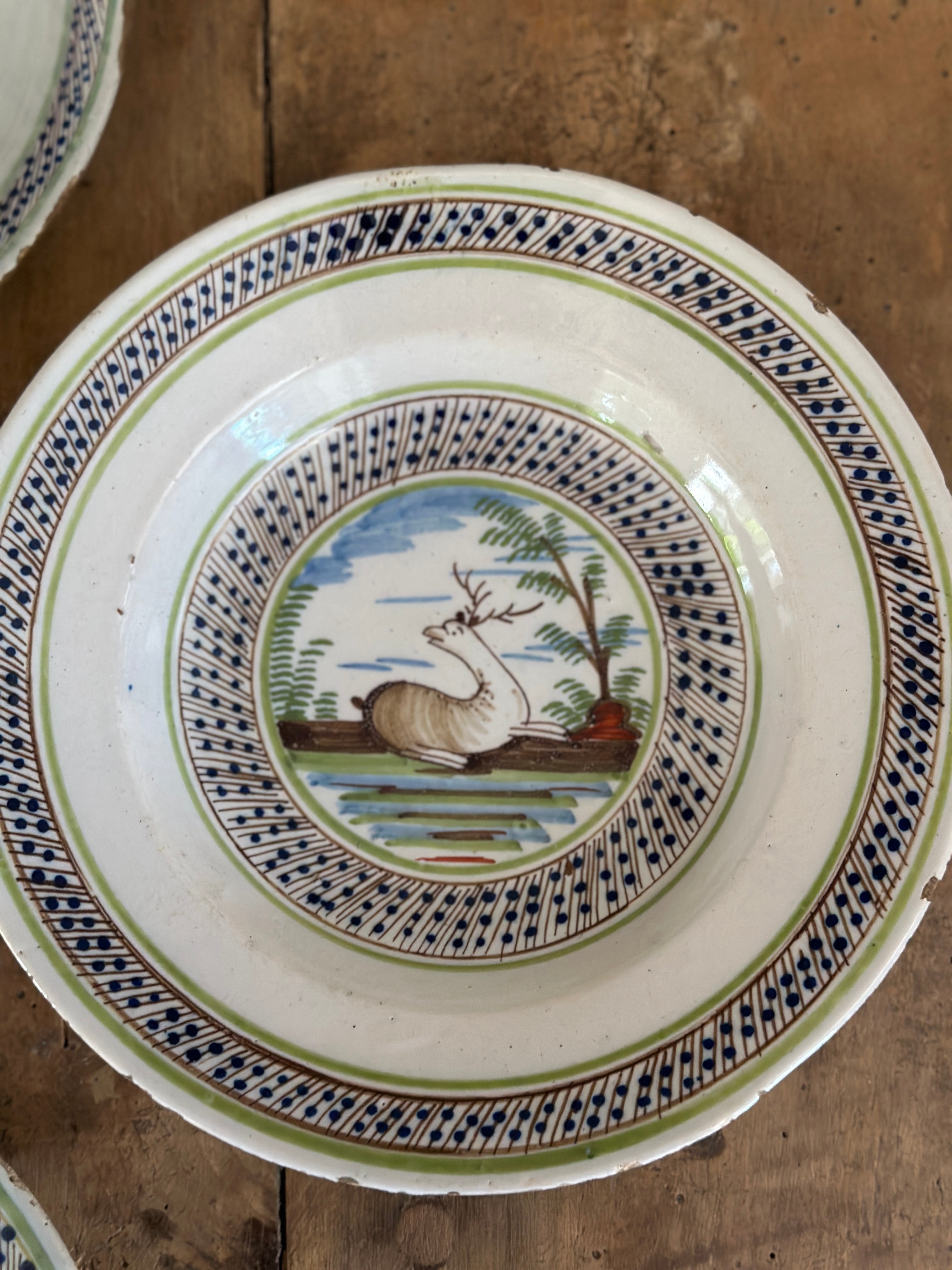 Set of 4 C18th Polychrome Delft Plate